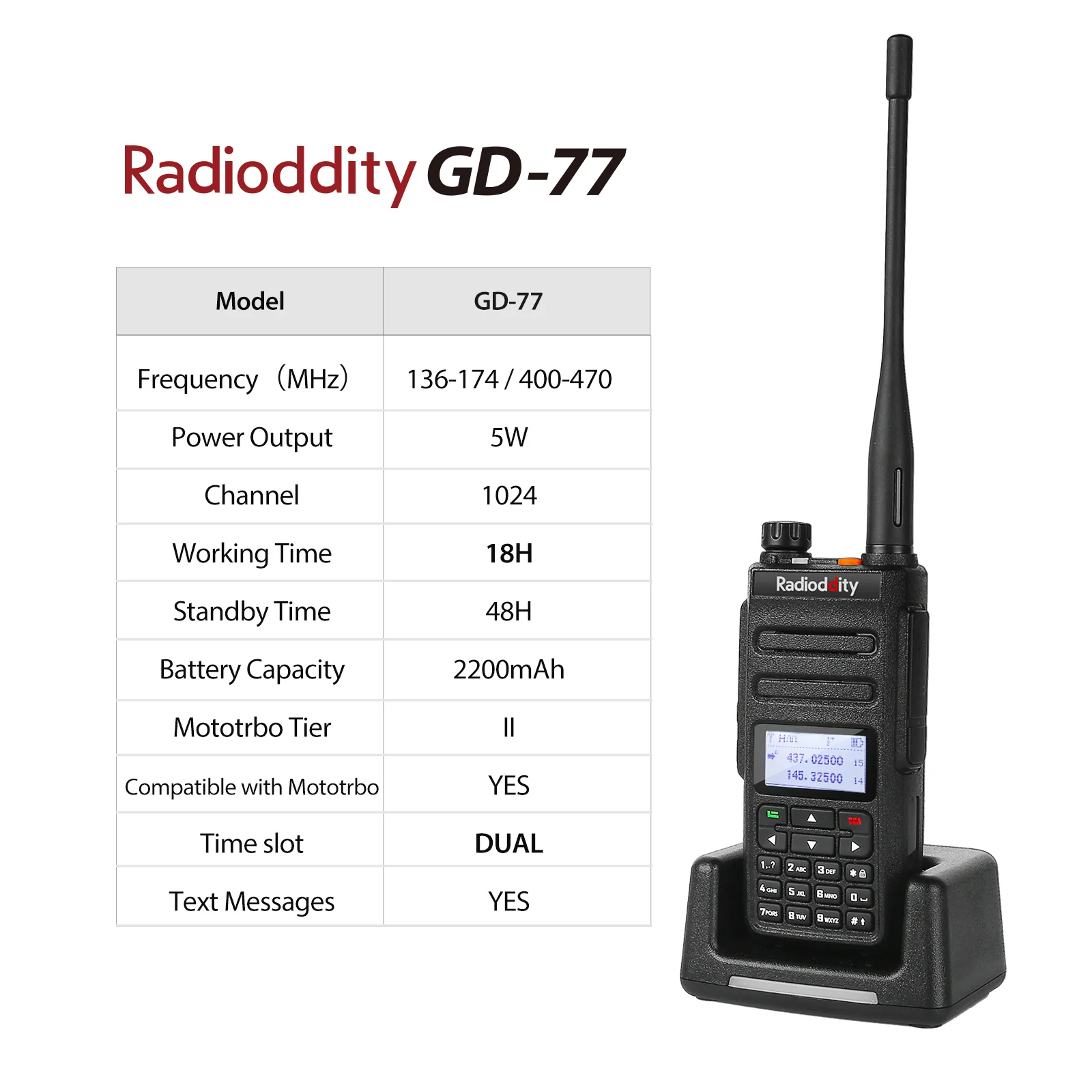 GD-77 DMR Dual Band Dual Time Slot Two Way Radio + Cable [2 Pack] [DISCONTINUED] - Image 6