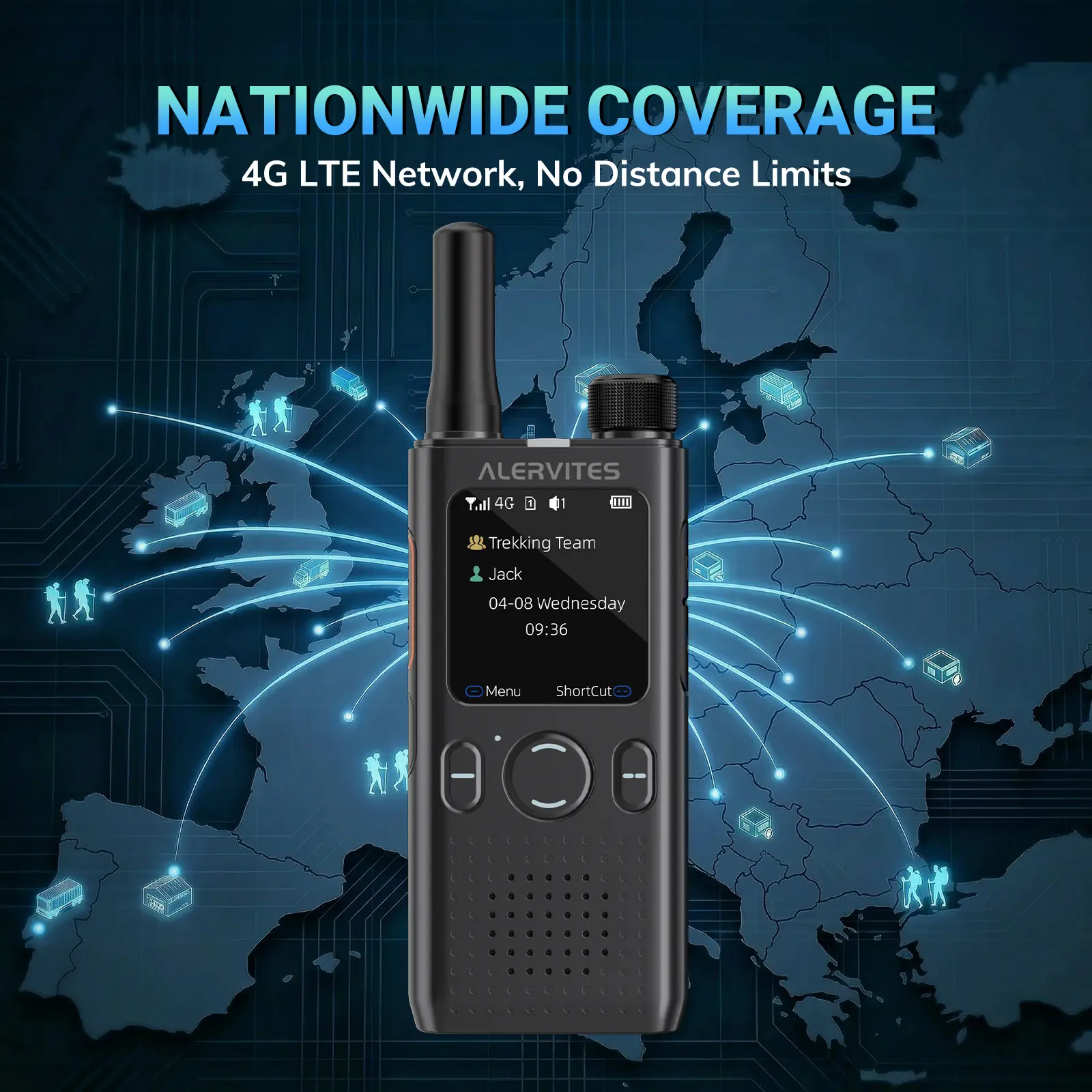 Alervites PoC-AT1 PoC Radio | Lifetime Free | Nationwide Walkie Talkie | Unlimited Range | App Control | Self-Grouping | Group Call | Private Call | Handheld Network Radio - Image 5