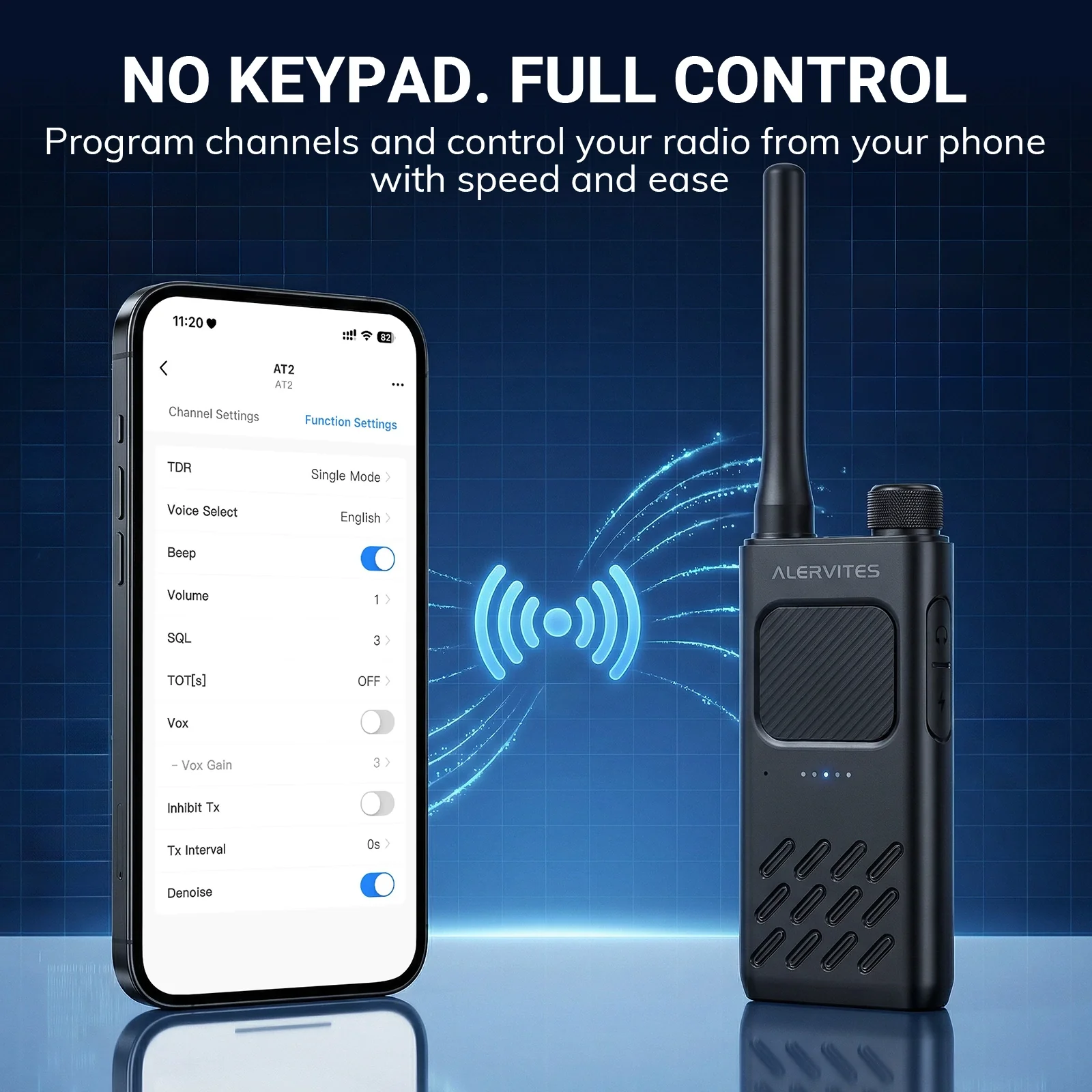 Alervites AT2 Smart UHF Radio | Off-Grid Text & Pic | App Control & Programming | 16mm Ultra-Thin | Dual-PTT | 2200mAh | USB-C Charging - Image 5