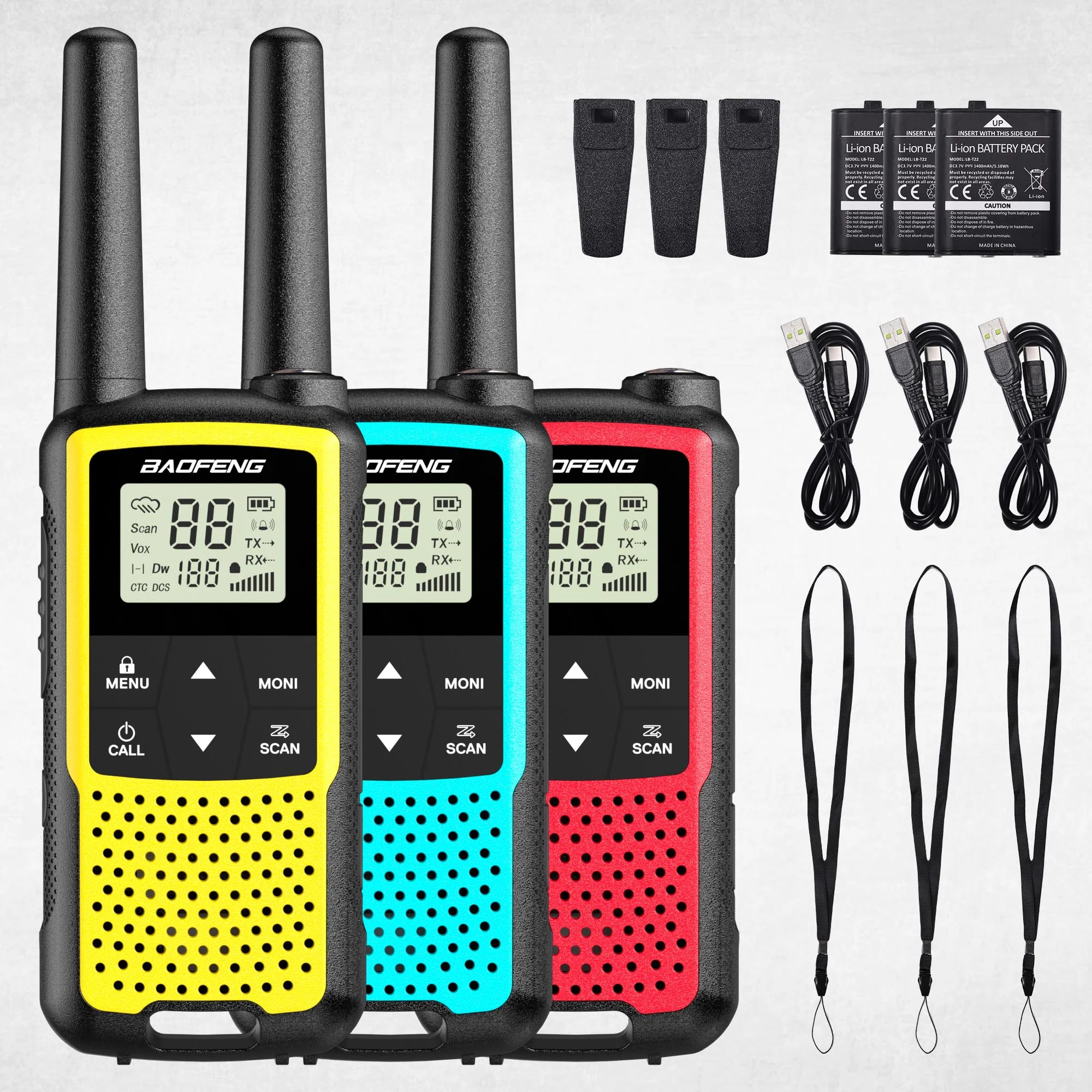 Baofeng BF-33C FRS/PMR Radio | USB-C Charging | Dual Watch | VOX | NOAA | 3 Pack | For Outdoor Play & Family Adventures - Image 9