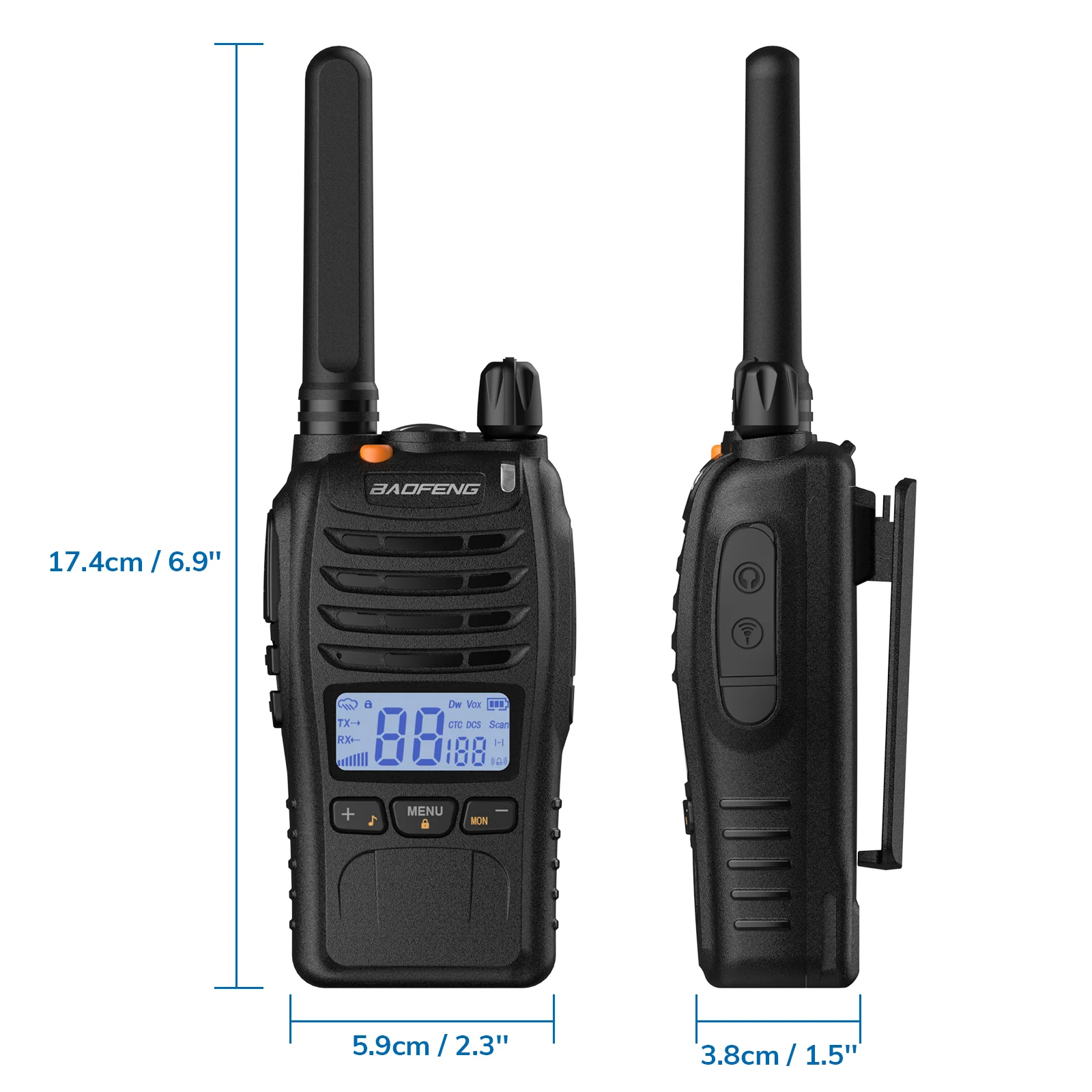 Baofeng BF-88ST Pro [3 Pack] FRS Radio | License-Free | NOAA | VOX | Dual Watch | USB Charger - Image 5