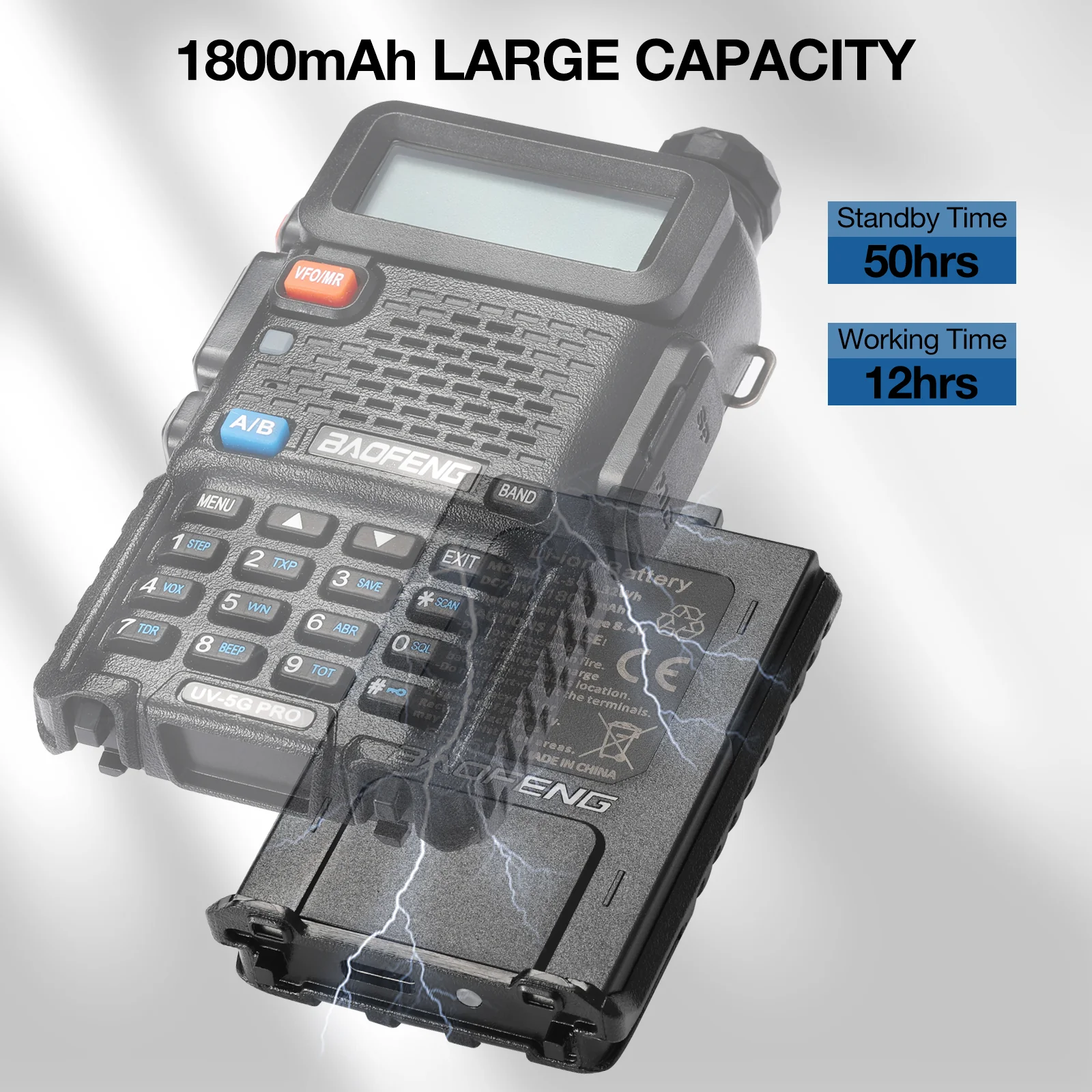 Baofeng BL-5 1800mAh Battery | USB-C Charging Port | For UV-5R Series - Image 3