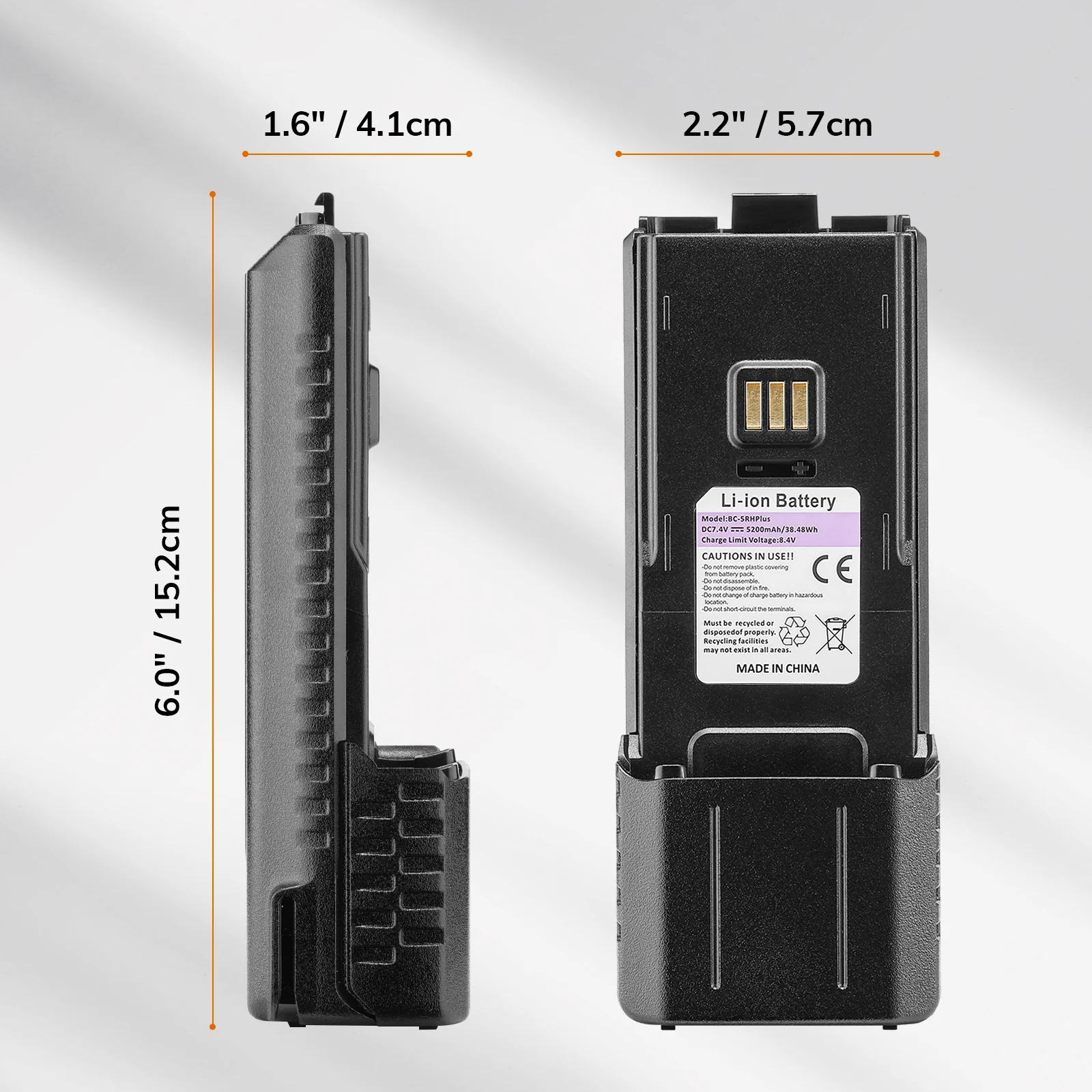 Baofeng BL-5RHPlus 5200mAh Battery | USB-C Charging | For UV-5G Plus/UV-5RM Plus/UV-5RM GPS - Image 2