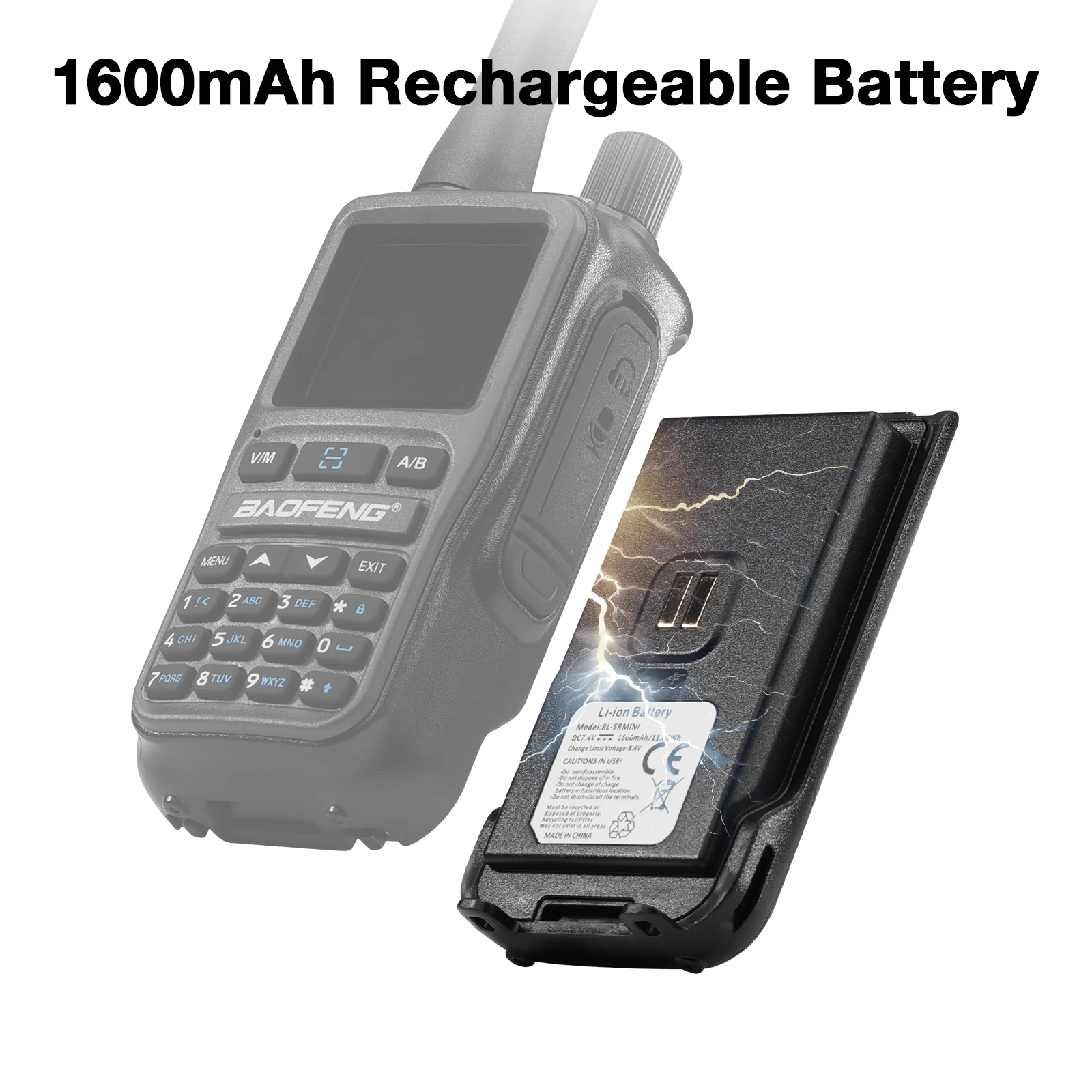 BAOFENG BL-5RMINI 1600mAh Battery | USB-C Charging | for UV-5R Mini & UV-5G Mini - Image 5