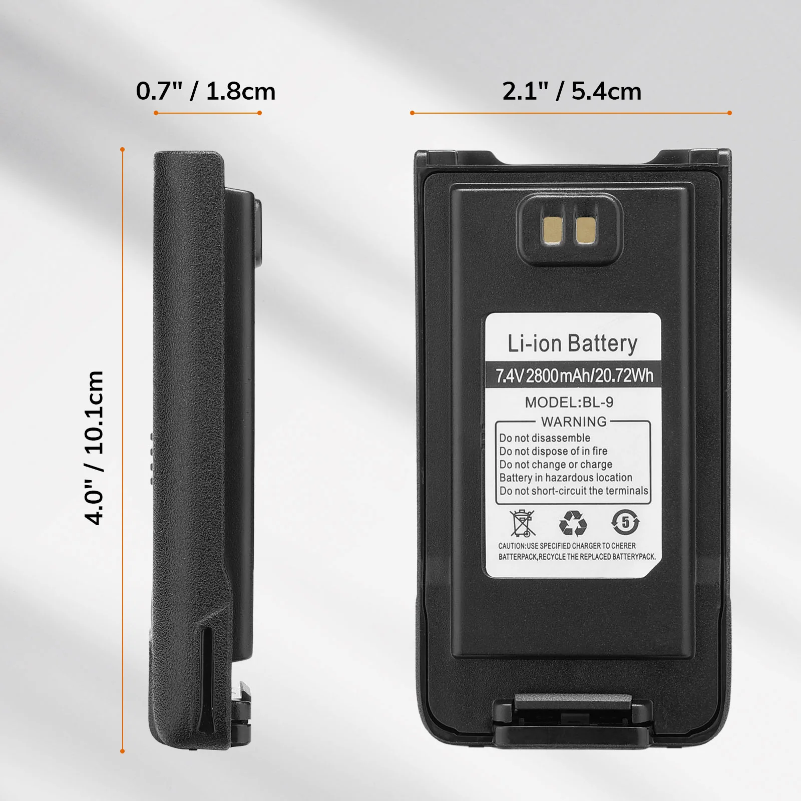 Baofeng BL-9 2800 mAh USB-C Battery | with Charging Cable | For UV-9R Series/GT-3WP - Image 2