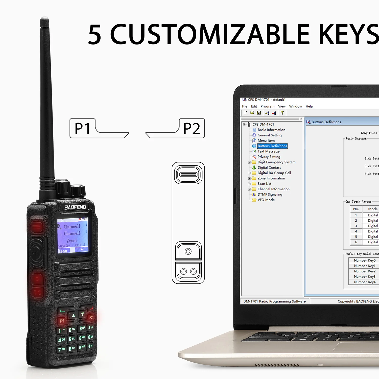 Baofeng DM-1701 DMR | Dual Band | 5W | 120K Contacts Import | SMS Function - Image 3