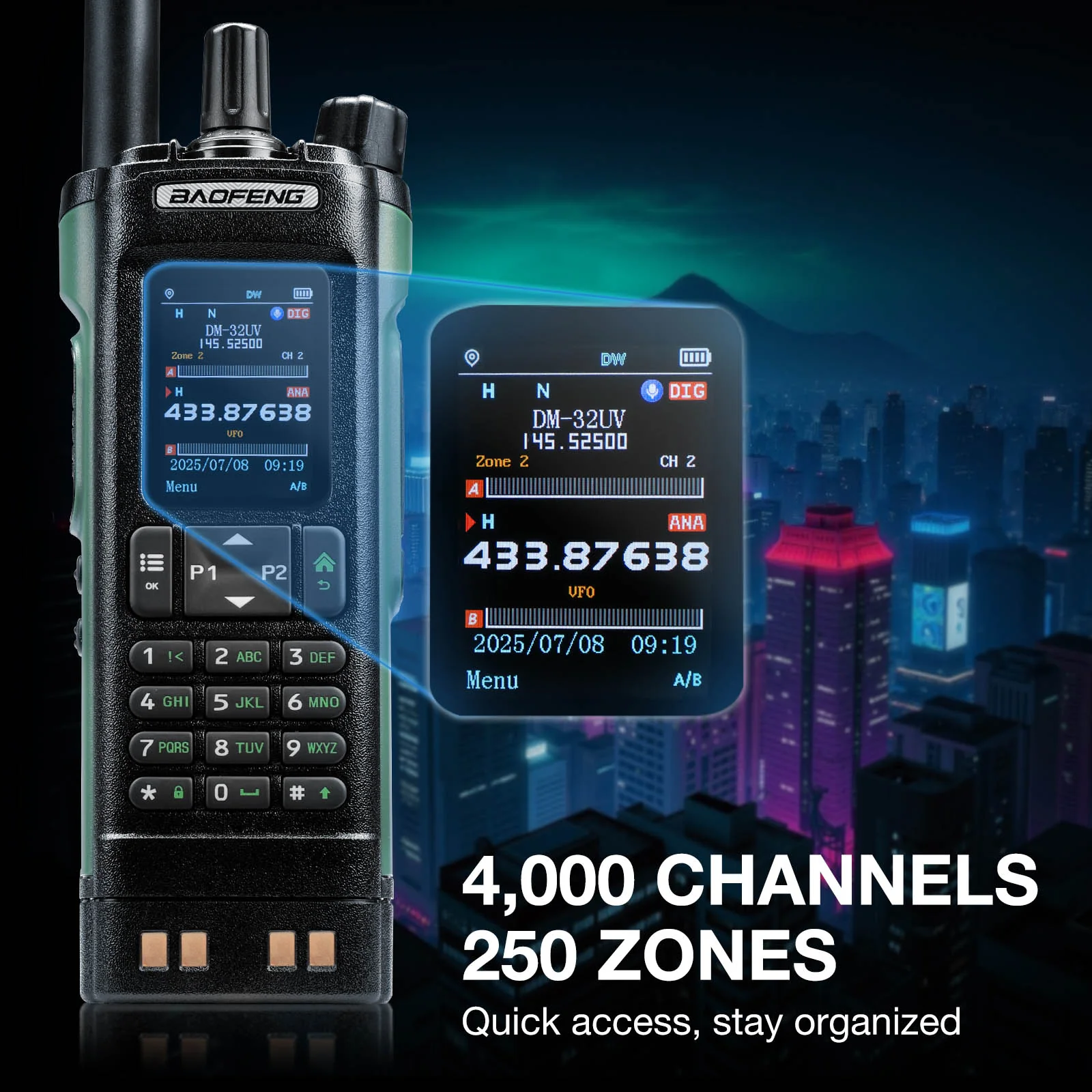 Baofeng DM-32UV 10W DMR Ham Radio  | GPS & Digital APRS | UHF/VHF/AM/FM/NOAA | NOAA Alert | Tier II Dual Slot | 2” Color Display | 4K Channels | 50K Contacts - Image 5