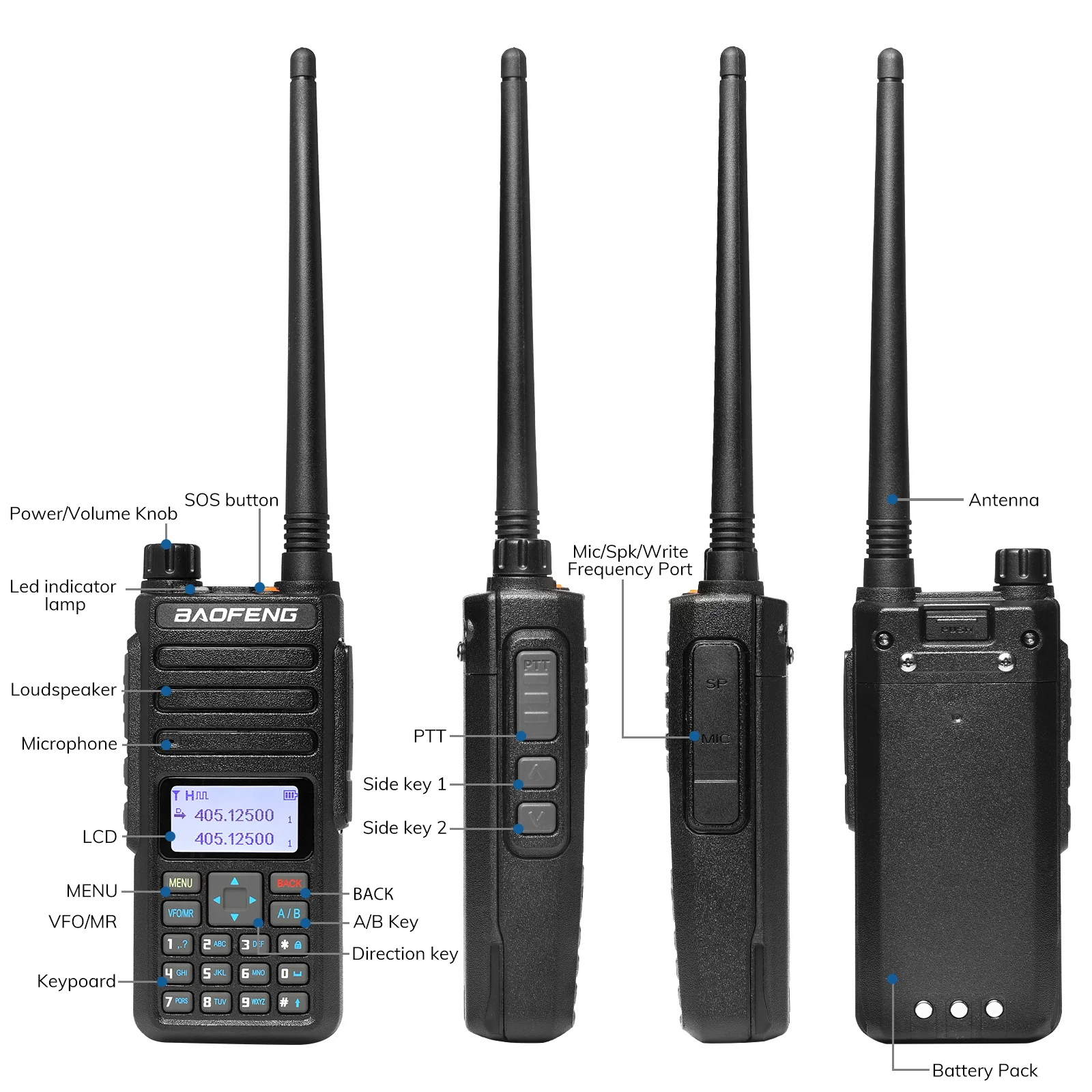 Baofeng DR-1801UV DMR Radio | 5W/1W | Analog & Digital | VHF & UHF | VFO | SMS | Dual Time Slot [DISCONTINUED] - Image 4