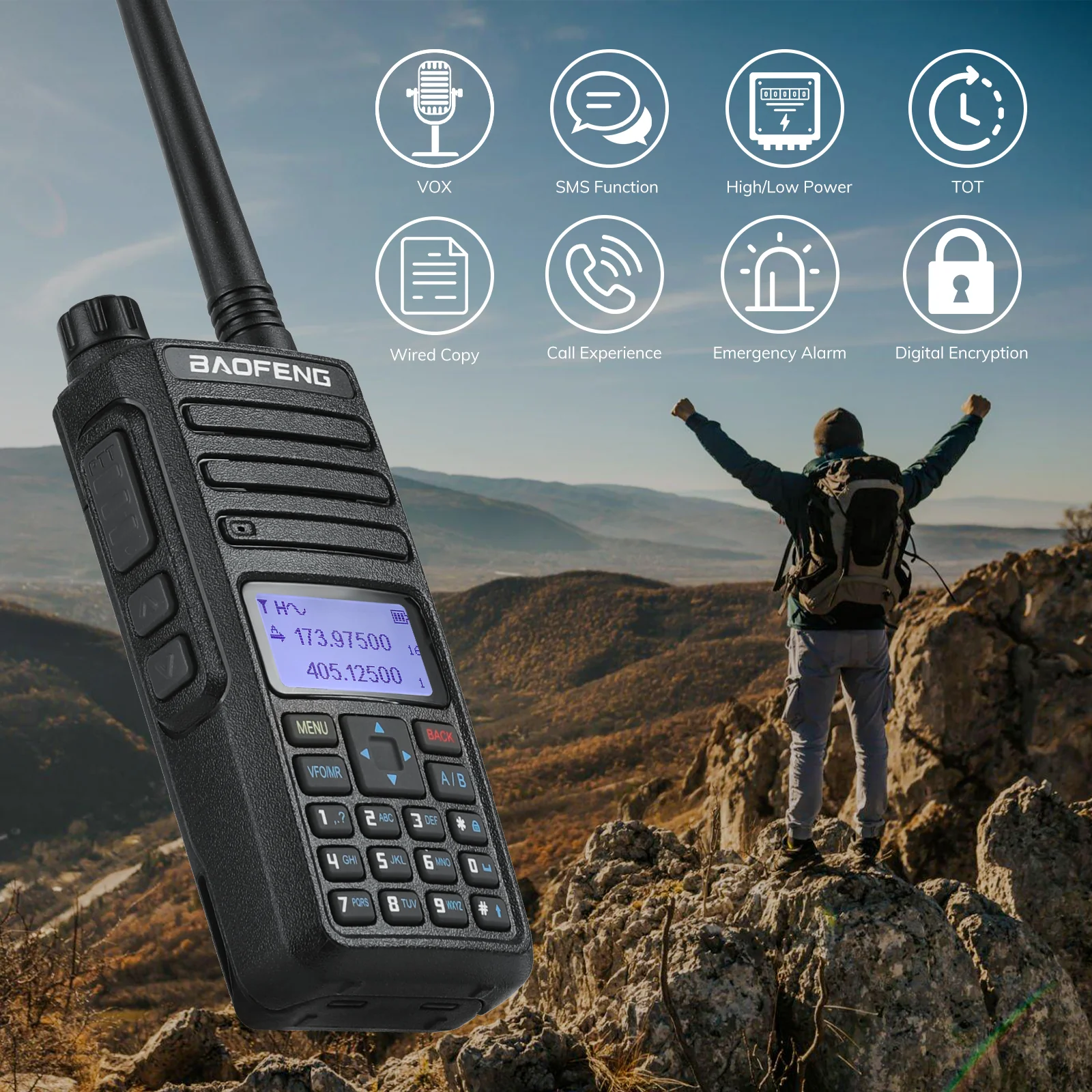 Baofeng DR-1801UV DMR Radio | 5W/1W | Analog & Digital | VHF & UHF | VFO | SMS | Dual Time Slot [DISCONTINUED] - Image 6