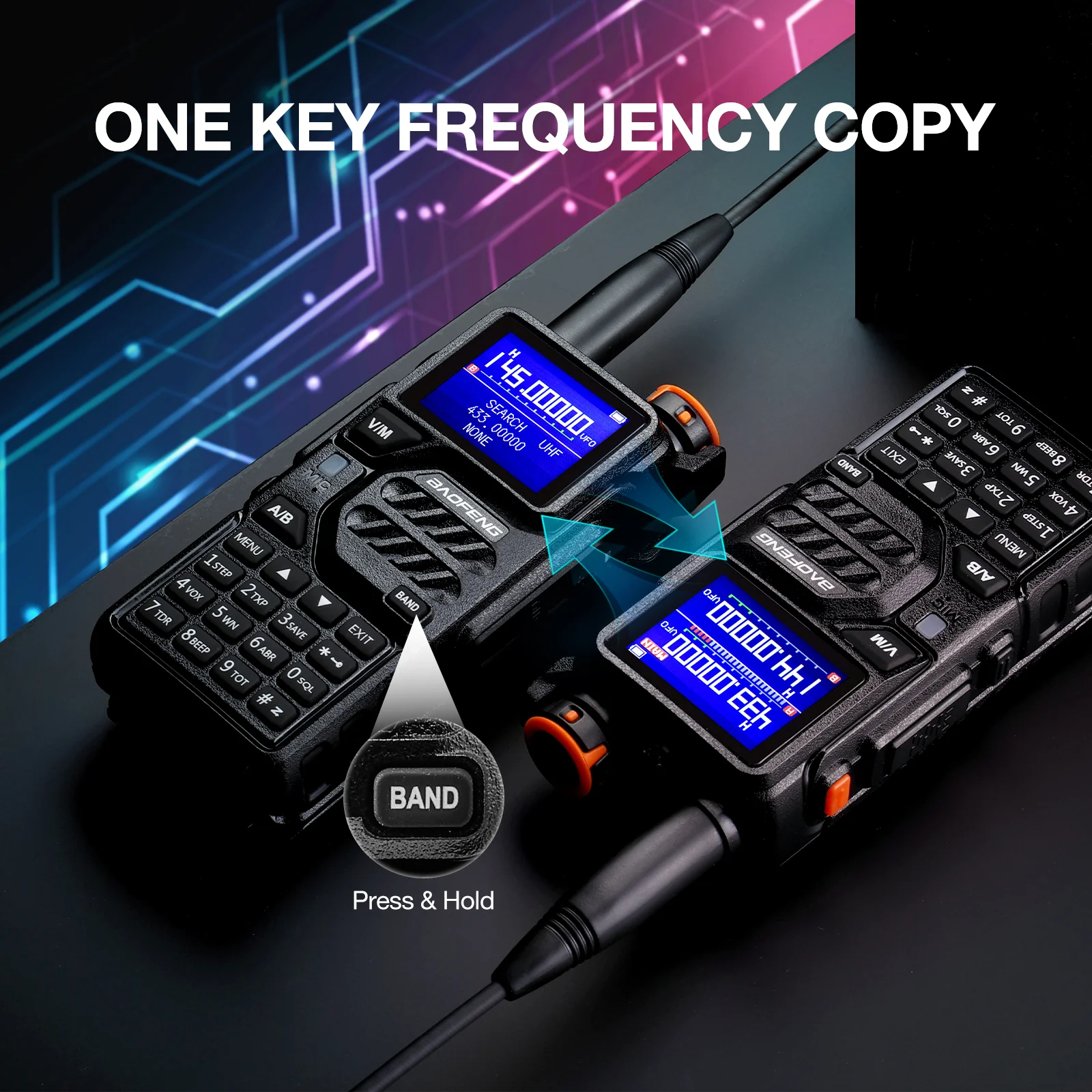 Baofeng K5 Plus Tri-Band Ham Radio | 10W | VHF/UHF/1.25M | Tri-Power | NOAA | 999CH | Frequency Copy| Scramble | 2500mAh Battery - Image 5