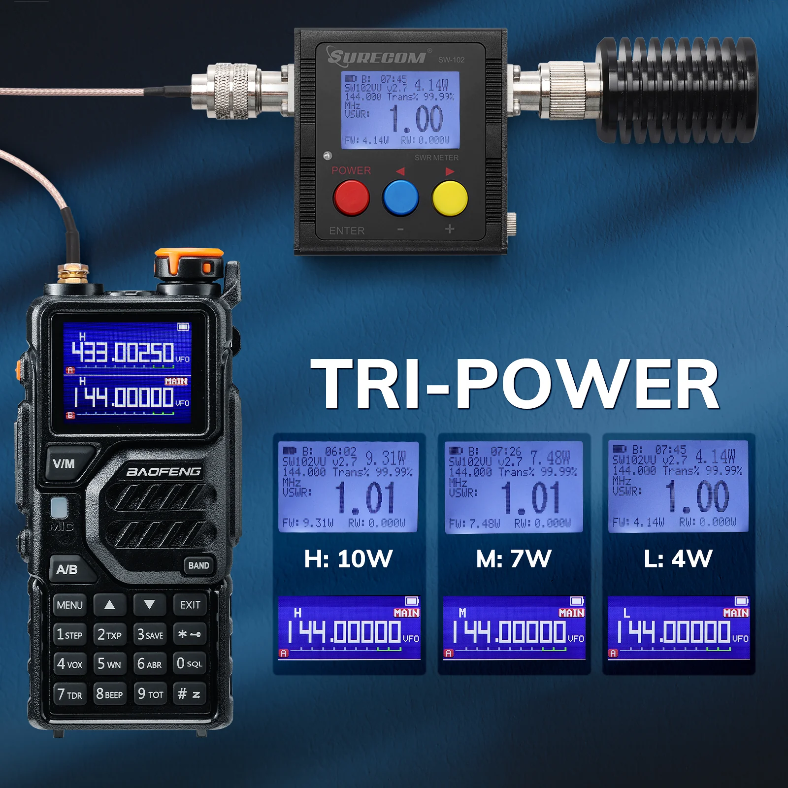 Baofeng K5 Plus Tri-Band Ham Radio | 10W | VHF/UHF/1.25M | Tri-Power | NOAA | 999CH | Frequency Copy| Scramble | 2500mAh Battery - Image 7