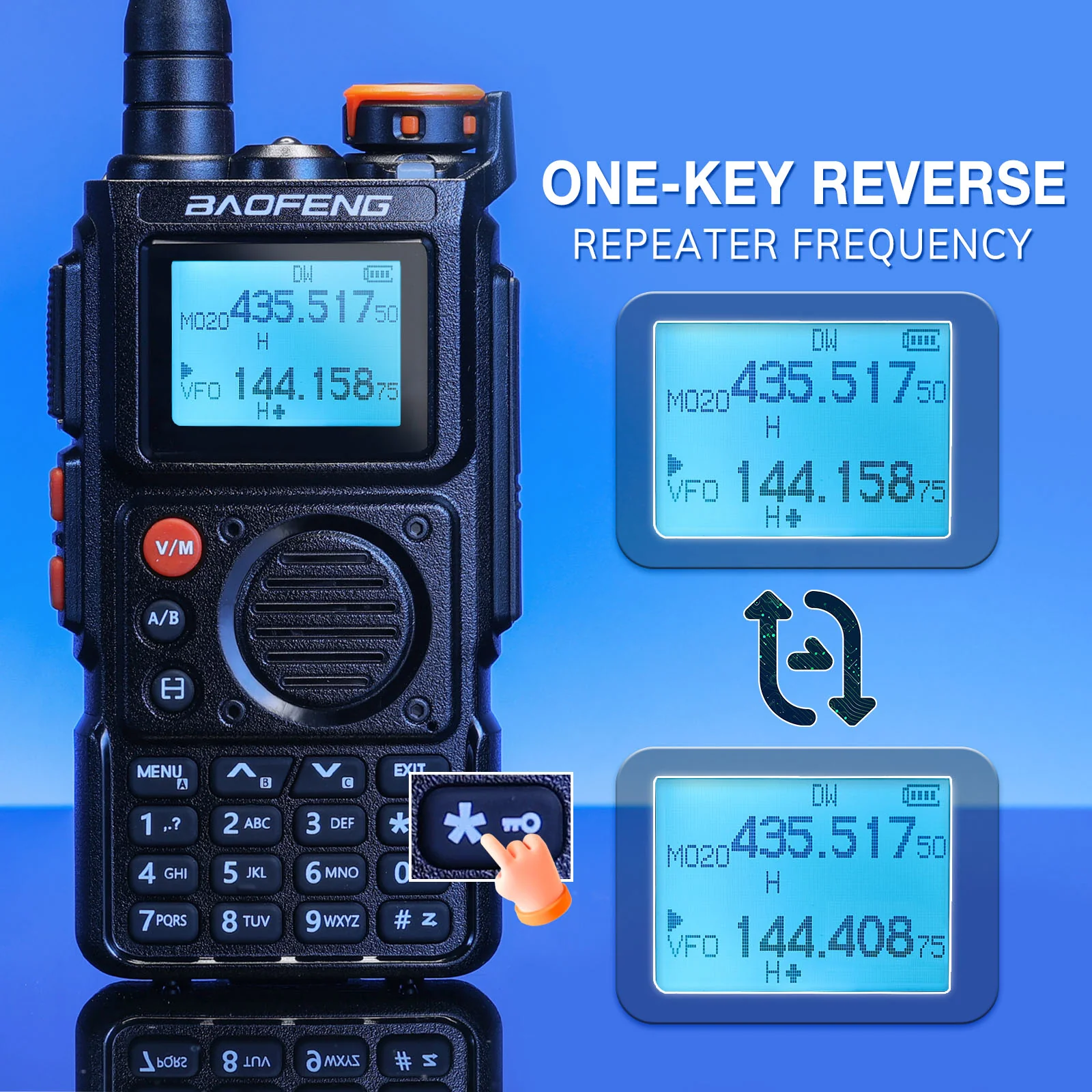 Baofeng K6 Tri-Band Radio | 5W | 999 CH | UHF/VHF/1.25M/NOAA/FM/Air Receiver |  Reverse Repeater Freq | 2600mAh Type-C Battery - Image 11