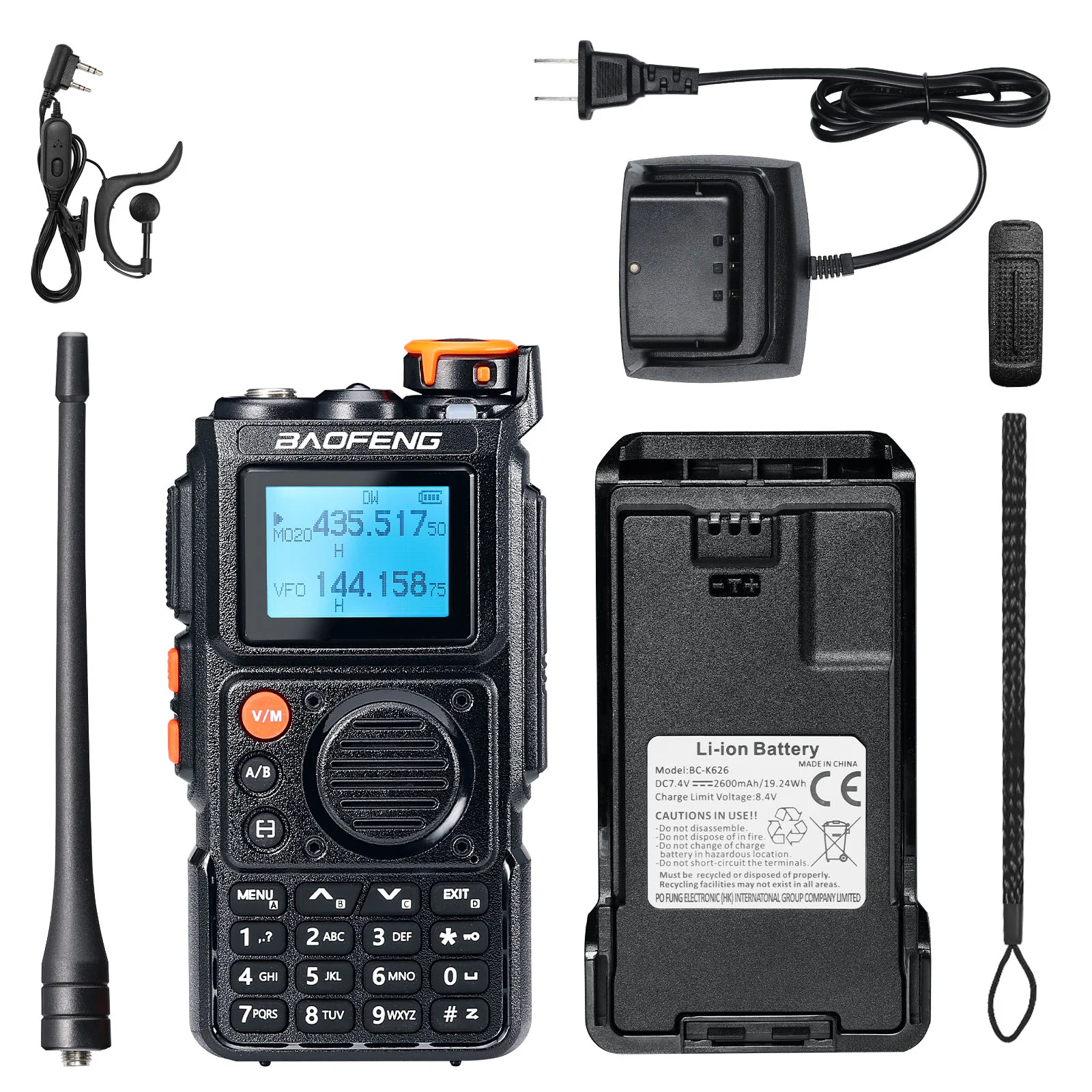Baofeng K6 Tri-Band Radio | 5W | 999 CH | UHF/VHF/1.25M/NOAA/FM/Air Receiver |  Reverse Repeater Freq | 2600mAh Type-C Battery - Image 15