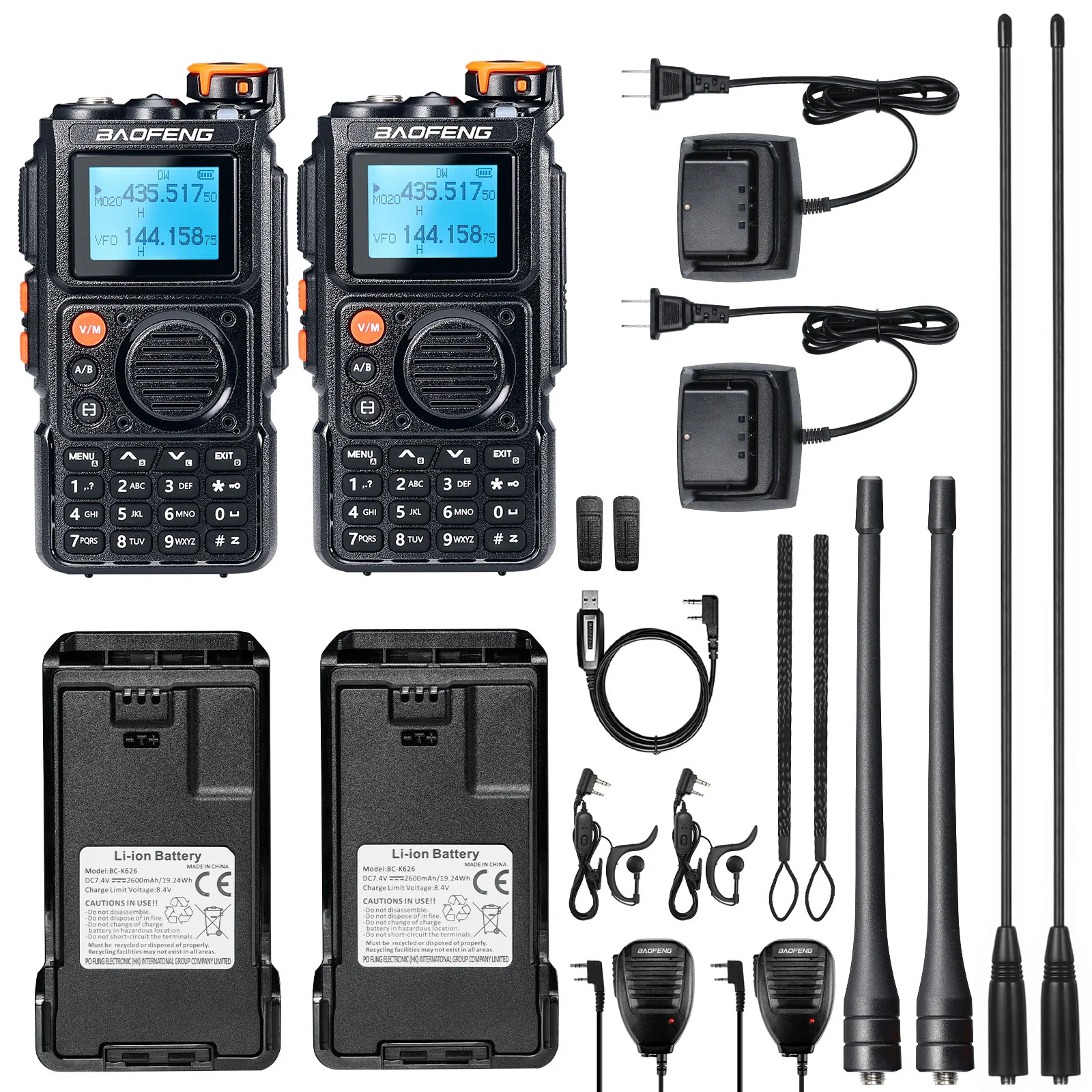 Baofeng K6 Tri-Band Radio | 5W | 999 CH | UHF/VHF/1.25M/NOAA/FM/Air Receiver |  Reverse Repeater Freq | 2600mAh Type-C Battery - Image 17