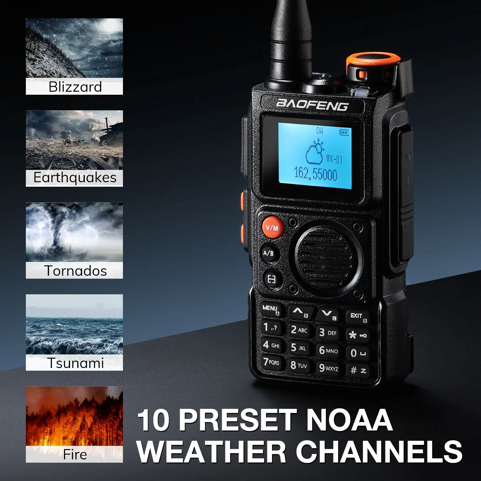 Baofeng K6 Tri-Band Radio | 5W | 999 CH | UHF/VHF/1.25M/NOAA/FM/Air Receiver |  Reverse Repeater Freq | 2600mAh Type-C Battery - Image 8