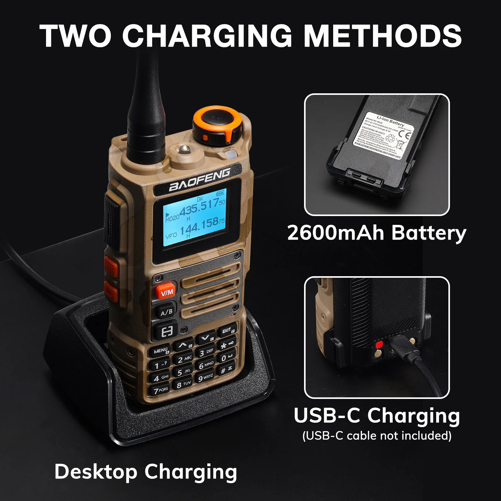 Baofeng K63 Tri-band Radio | 6W |  999CH | VHF/UHF/1.25M/AM/FM/NOAA | 2600mAh Battery  | Wireless Freq Copy - Image 7