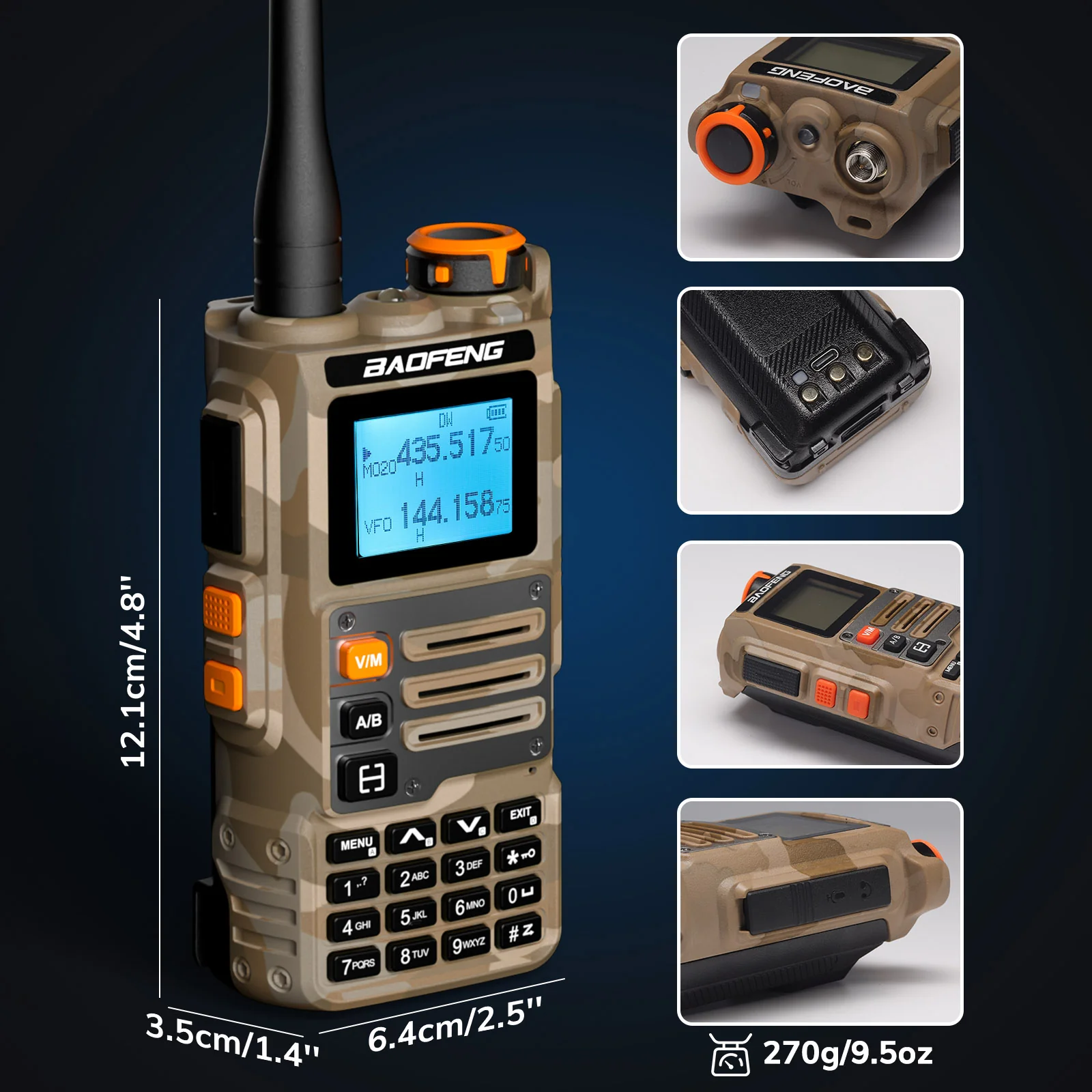 Baofeng K63 Tri-band Radio | 6W |  999CH | VHF/UHF/1.25M/AM/FM/NOAA | 2600mAh Battery  | Wireless Freq Copy - Image 8