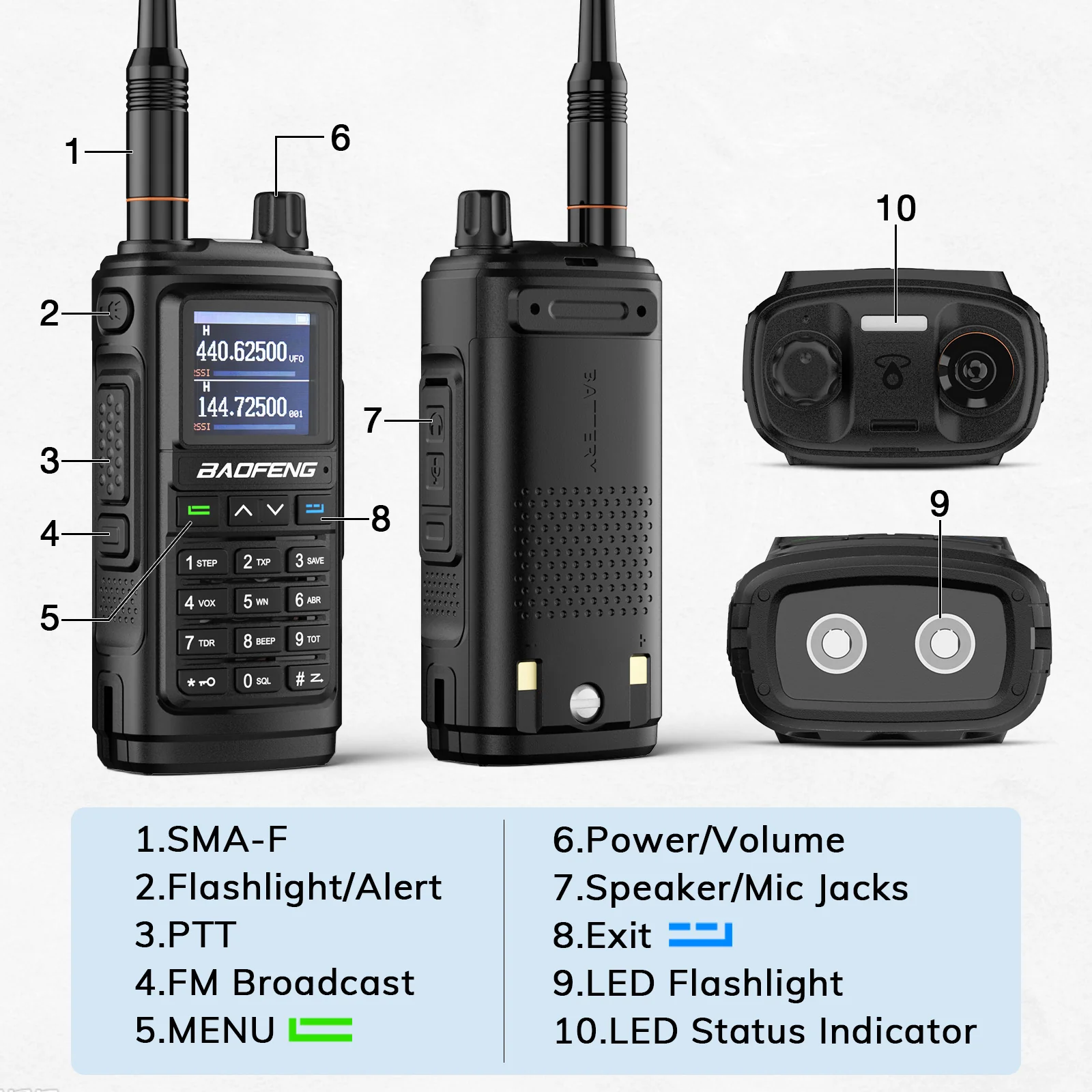 Baofeng UV-17R | Dual Band | 5W | 999 CH | Remote Frequency Copy | Color Screen | 1800mAh | NOAA FM RX - Image 4