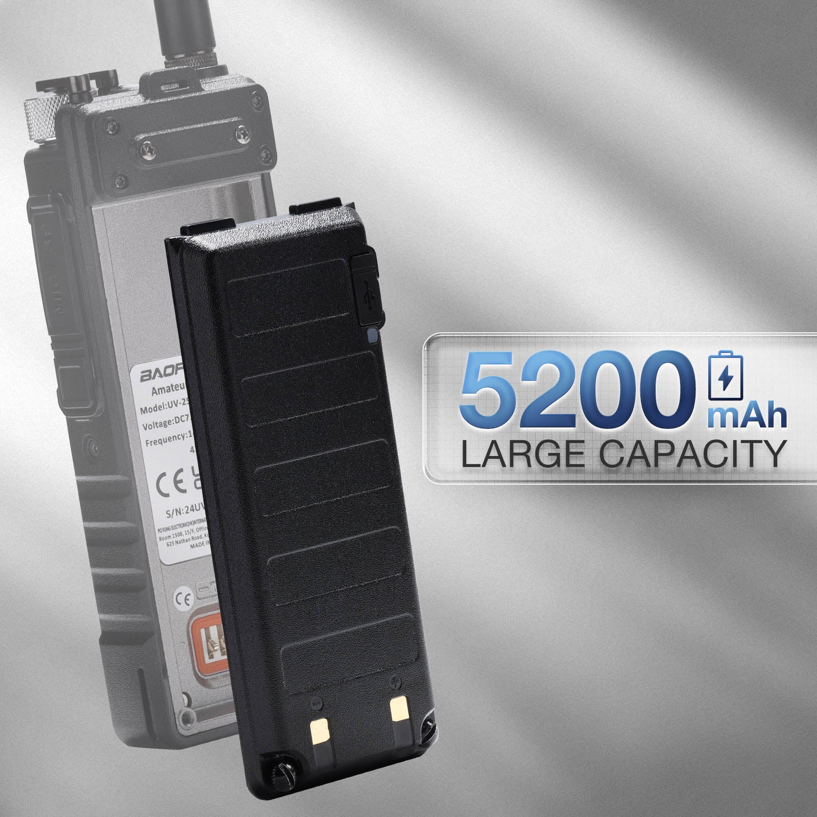 BAOFENG UV-25B | 5200mAh Original Battery for UV-25 | Support USB-C | 7.4V High-Capacity - Image 3