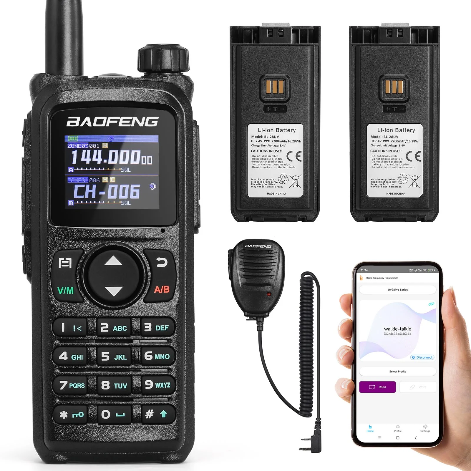 Baofeng UV-28 Plus Tri-band Radio | 10W | GPS | APP Programming | 1.77 Inch Color Screen | 1000CH 10 Zones | NOAA | 2200mAh Battery - Image 16
