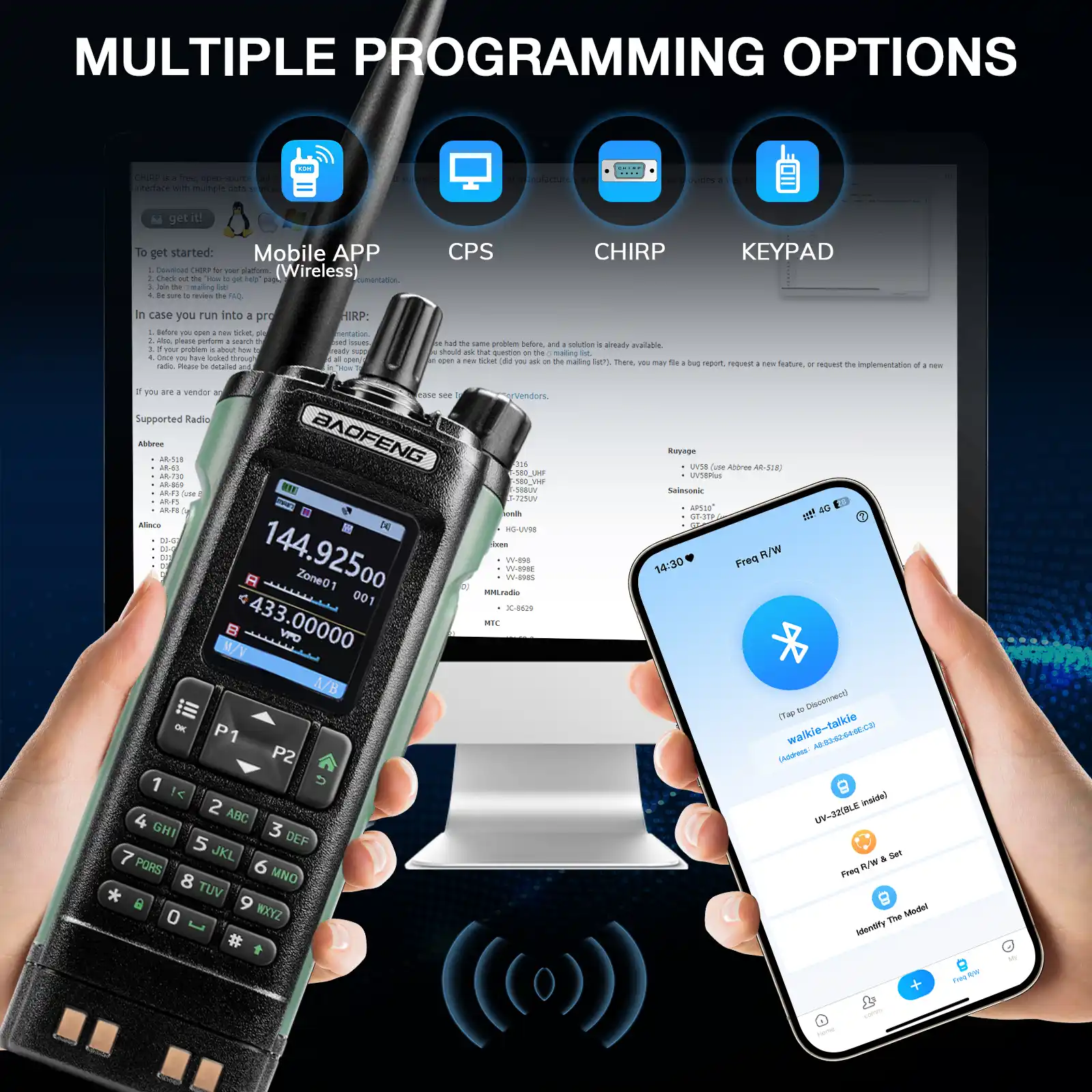 Baofeng UV-32 Ham Radio | 10W | Multi-Band  | GPS | APP & CHIRP Programmable | 2.0” Large Color Display | 1000CHs | NOAA/Airband Receiver - Image 8