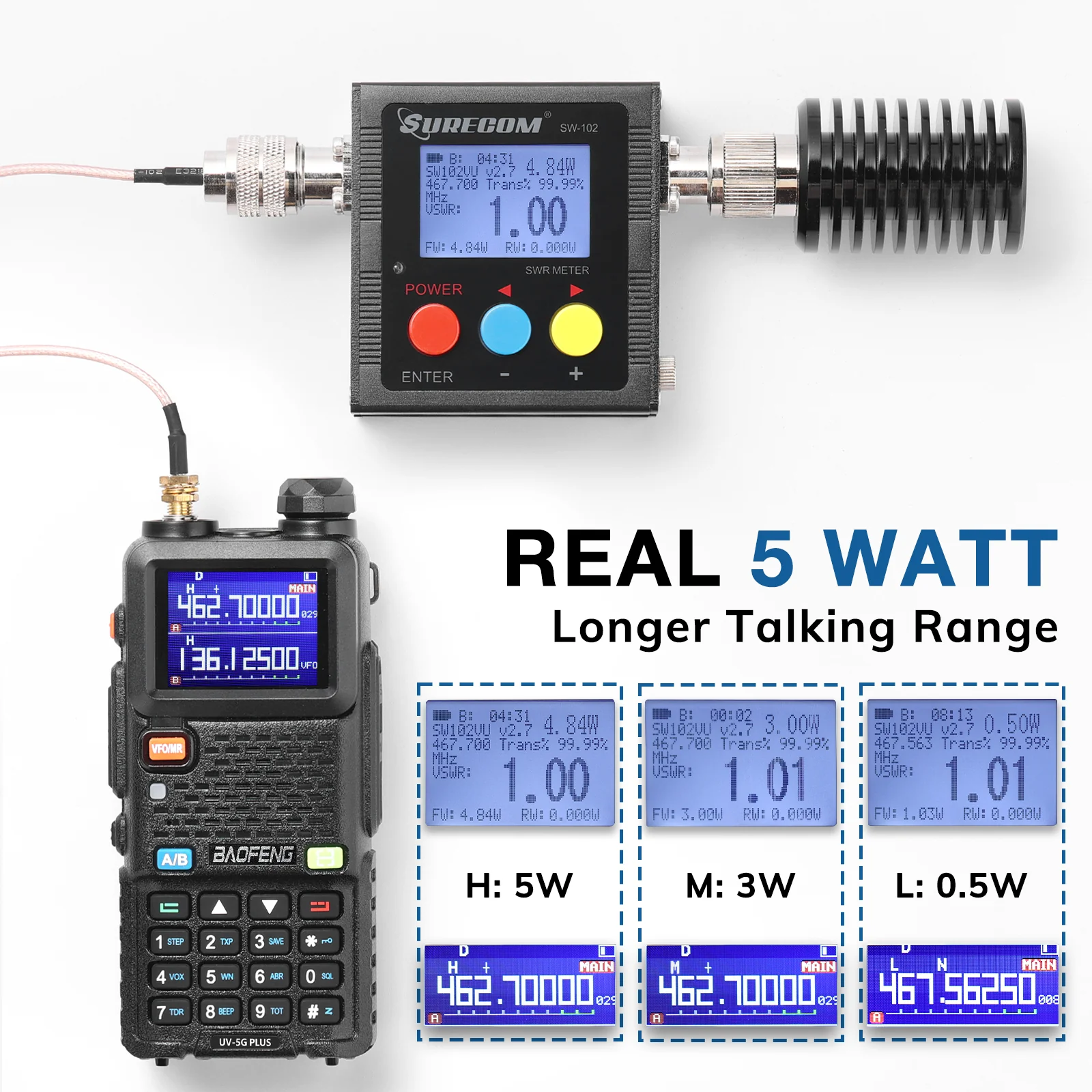 Baofeng UV-5G Plus GMRS Radio | 5W | 2500mAh USB-C Battery | Frequency Copy | 999 CH | NOAA | Support Chirp - Image 3