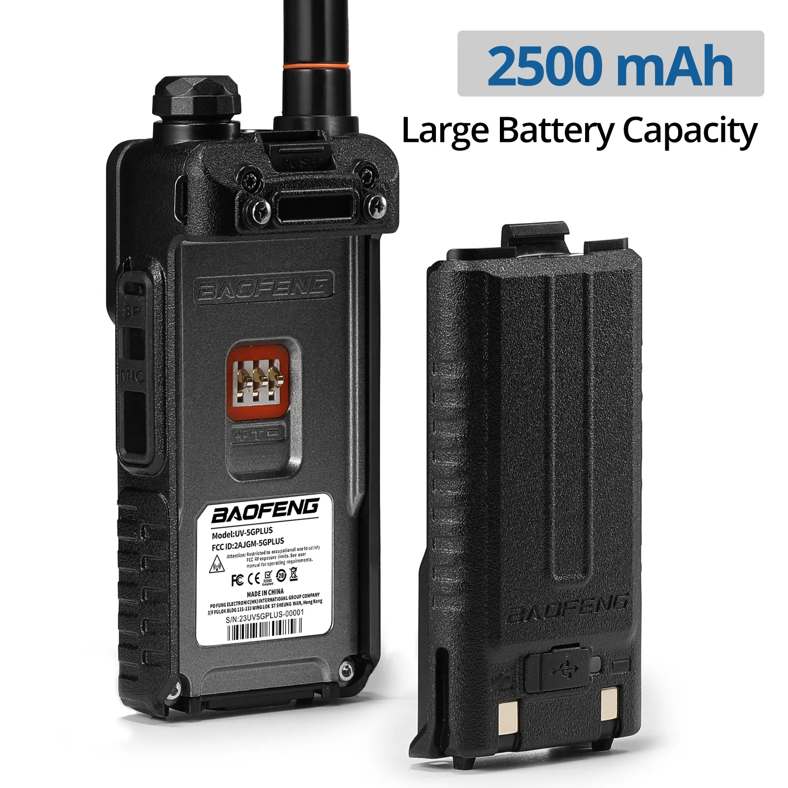 2500mAh Battery for Baofeng UV-5G Plus / UV-5RM Plus / K5 Plus / UV-5RM Plus GPS - Image 6