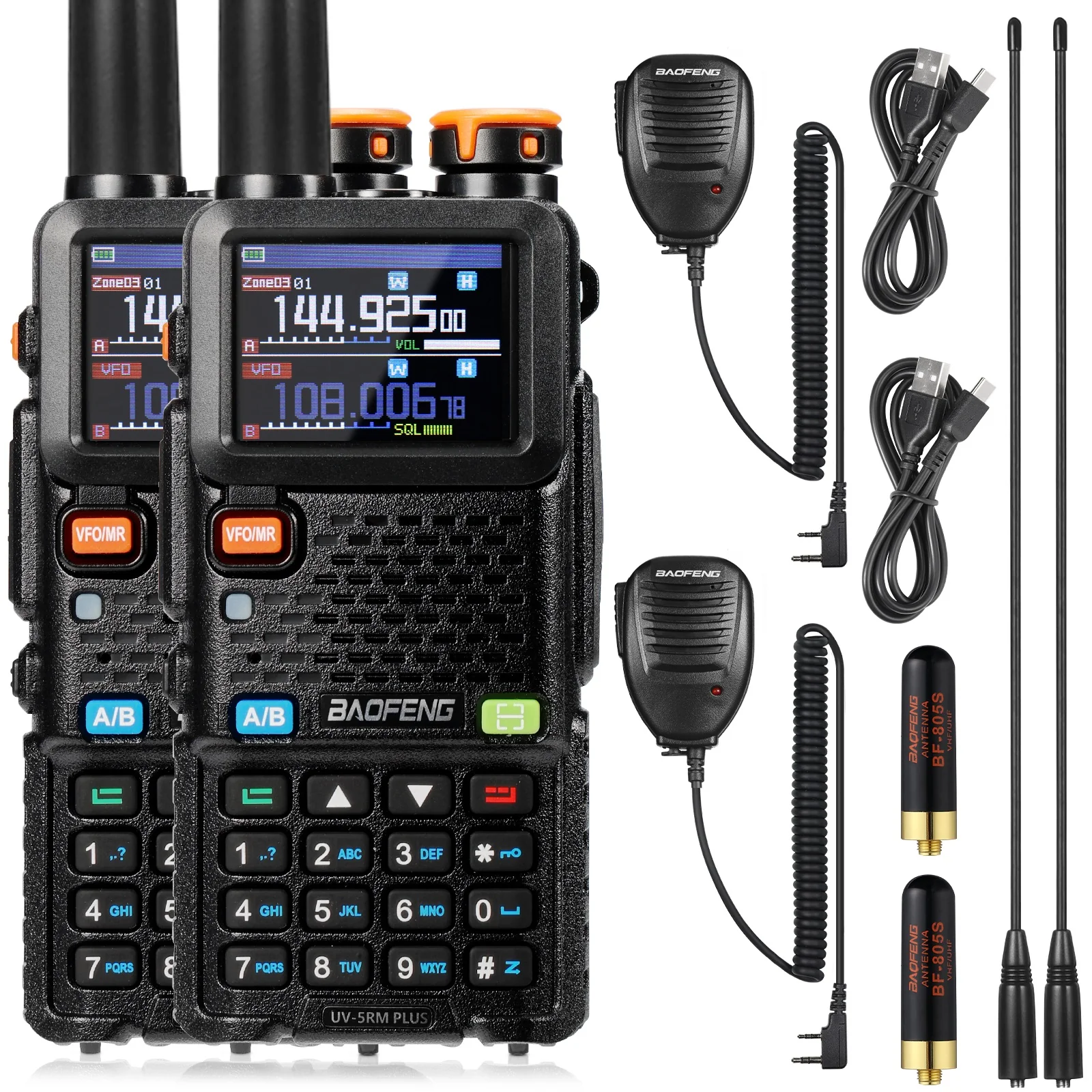 Baofeng UV-5RM Plus GPS Ham Radio Handheld | 10W | 1.77 Inch Color Screen | 640CH 10 Zones | NOAA | 2500mAh Type-C Rechargeable Battery | Group Talk - Image 14