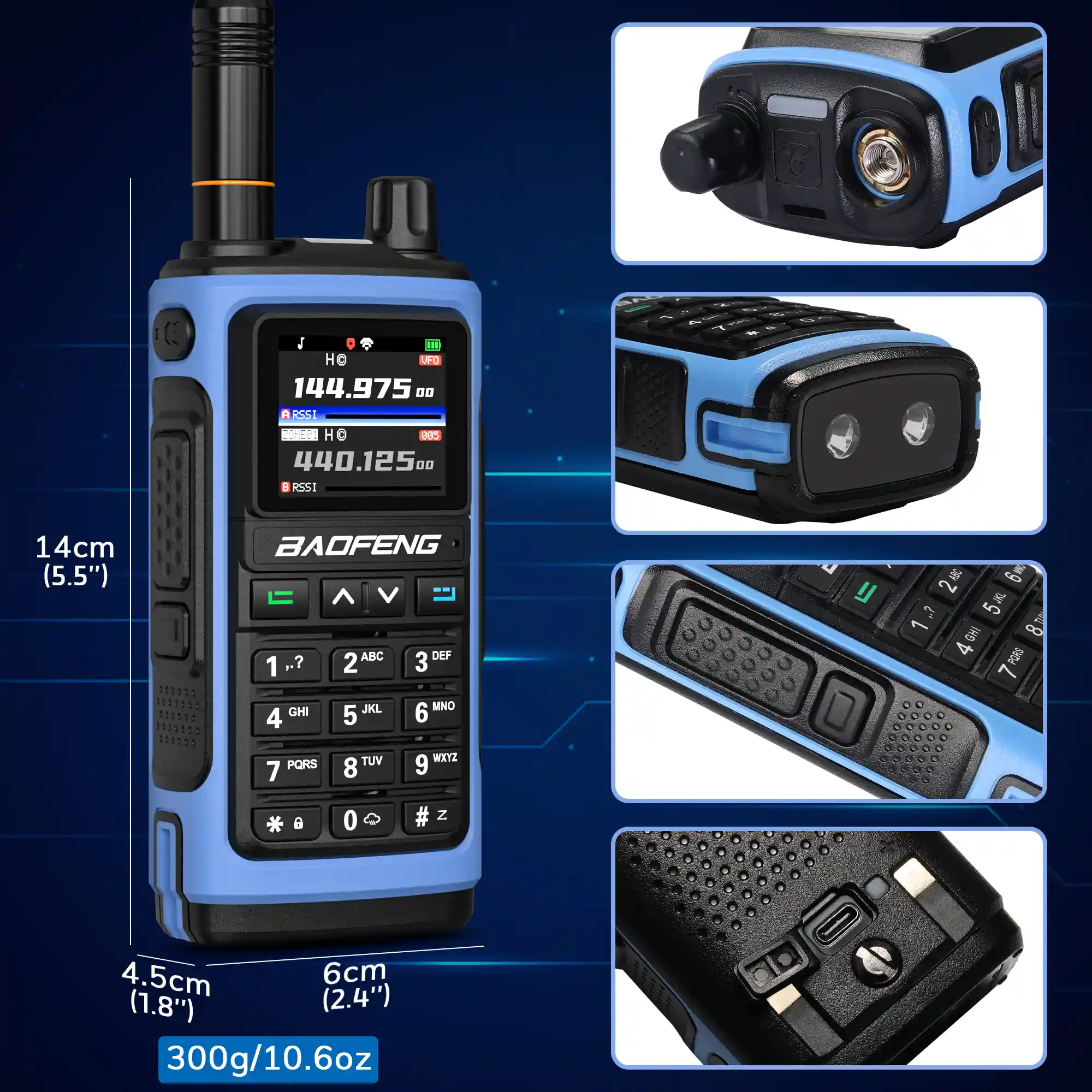 Baofeng UV-7B Handheld Radio | BT APP Programmable | 1.77" Color Display | Aviation & NOAA Receive | 1000 Channels | USB-C Rechargeable | Frequency Copy - Image 8