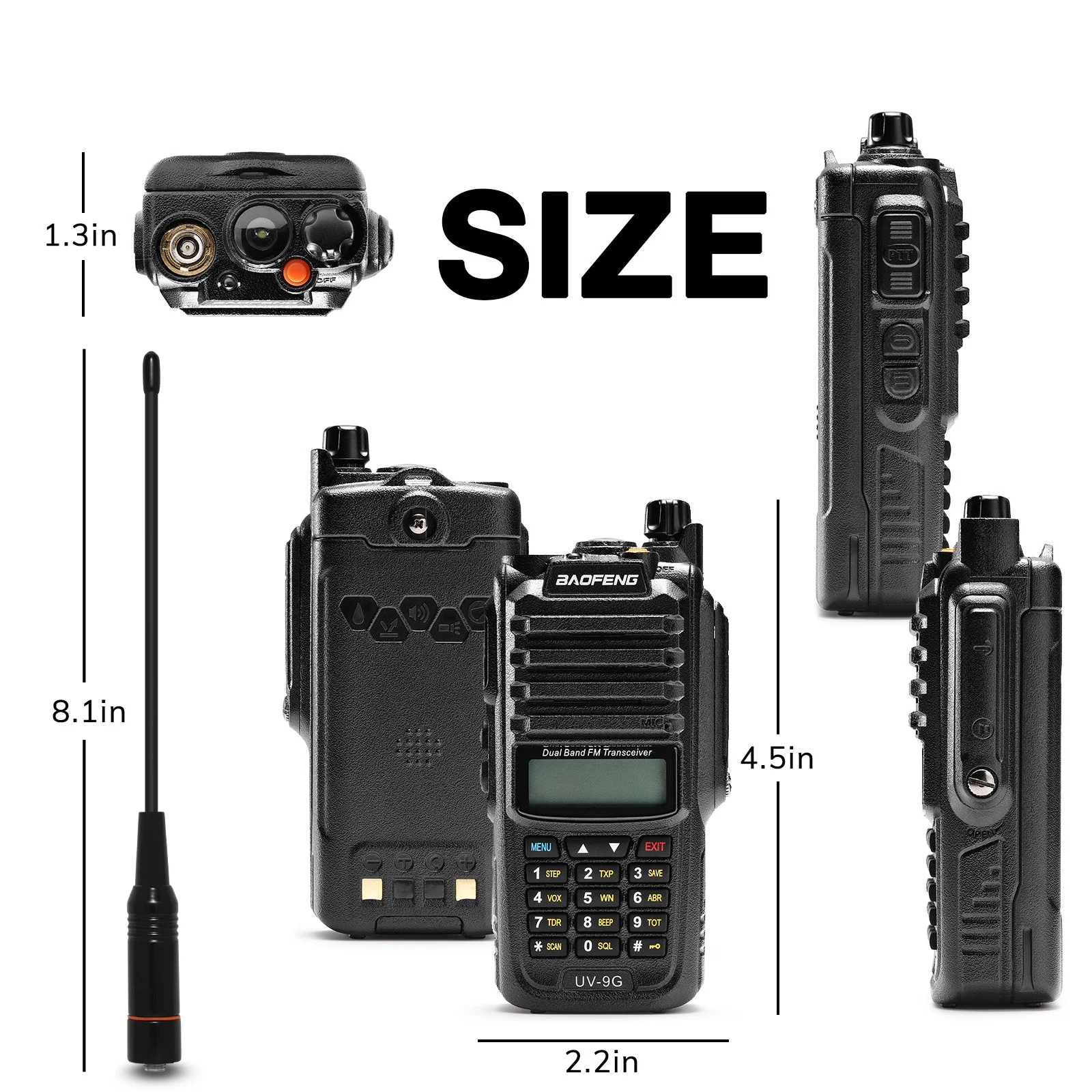Baofeng UV-9G GMRS Radio [2 Packs] | 5W | IP67 Waterproof | Repeater Capable | V/UHF Scanner | NOAA - Image 5