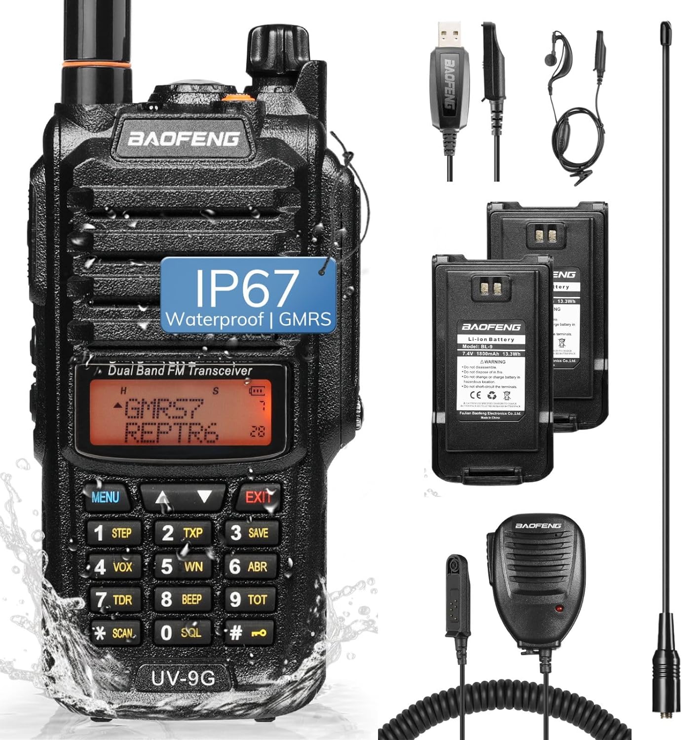 Baofeng UV-9G GMRS Radio | 5W | IP67 Waterproof | Repeater Capable | V/UHF Scanner | NOAA - Image 9