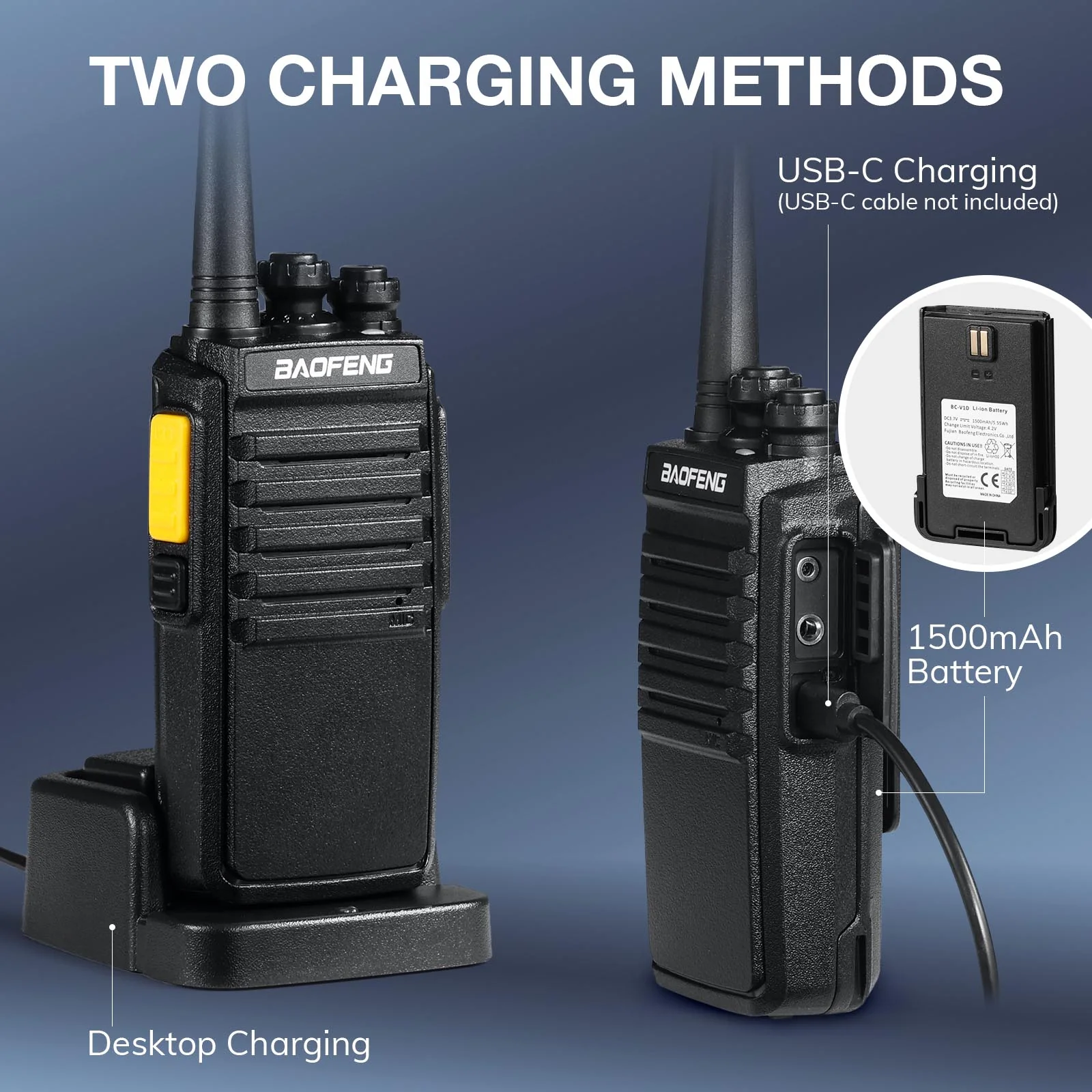 Baofeng V1D Two Way Radio | UHF | Noise Reduction | Frequency Copy |  Privacy Encryption | VOX | 4 Pack - Image 3