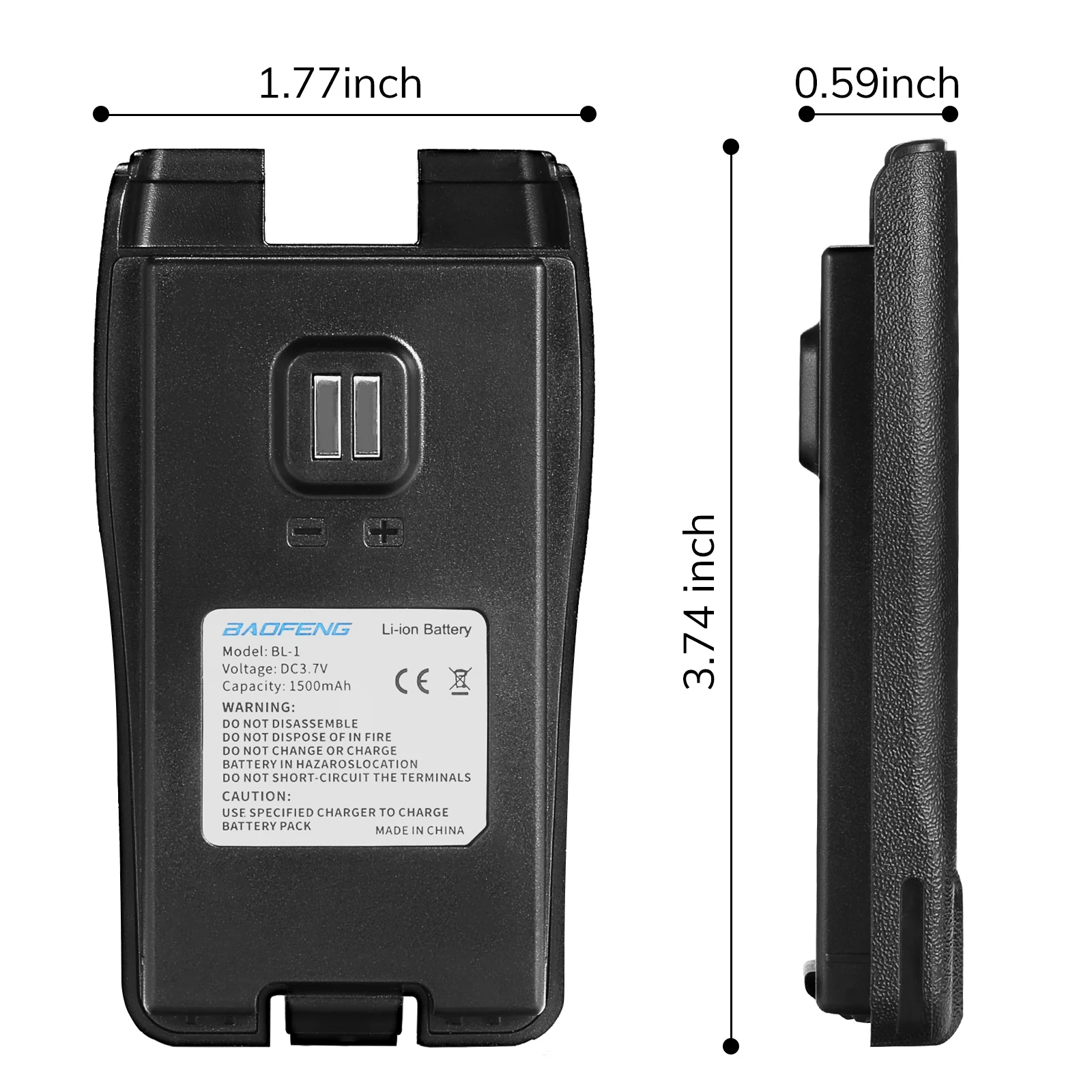 1500mAh Battery for Baofeng BF-88ST [2 Pack] - Image 8