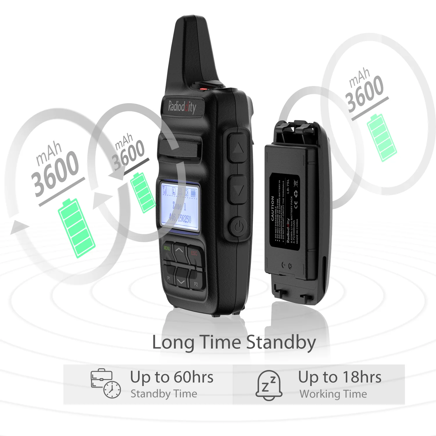3600mAh Battery for Radioddity GD-73A/E - Image 3