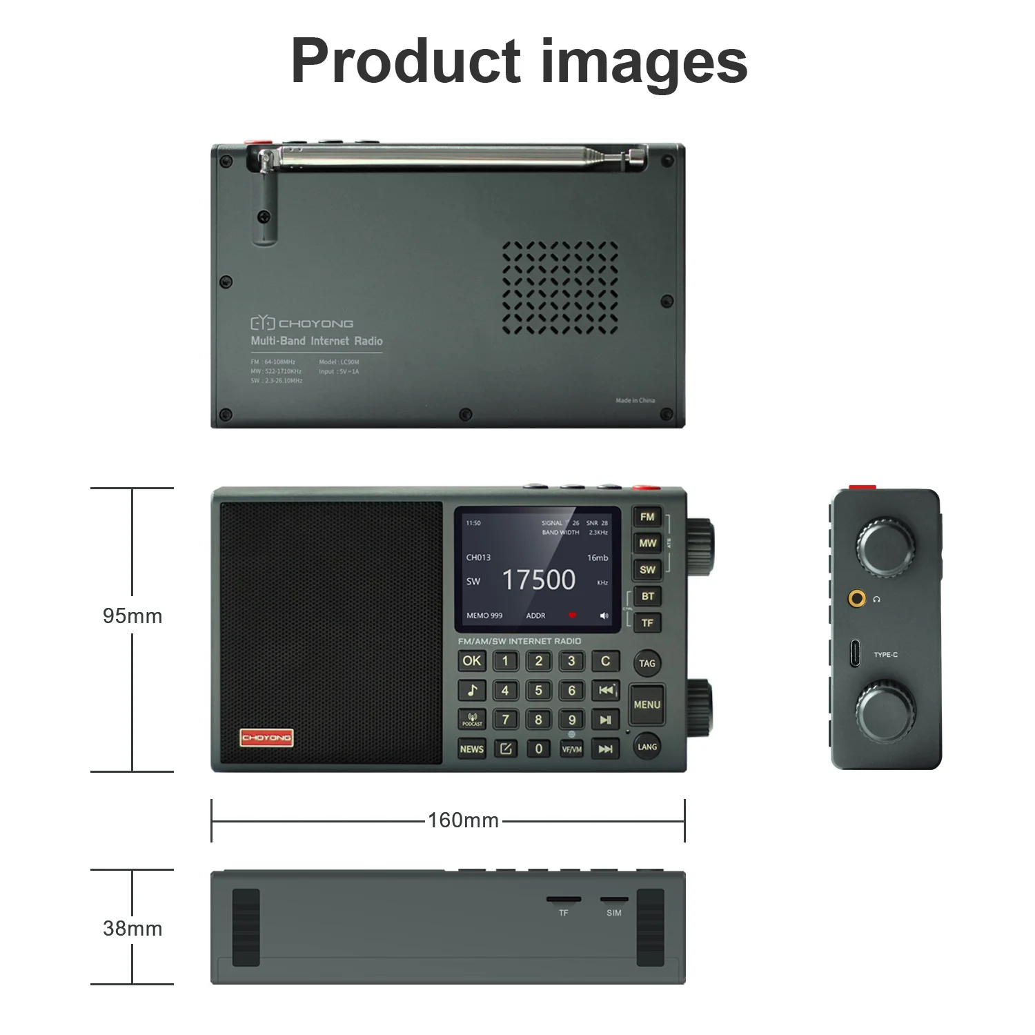 Choyong LC90 Mini Internet Radio | Wi-Fi/4G | FM/LW/MW/SW | Bluetooth 5.2 | 2500mAh - Image 7