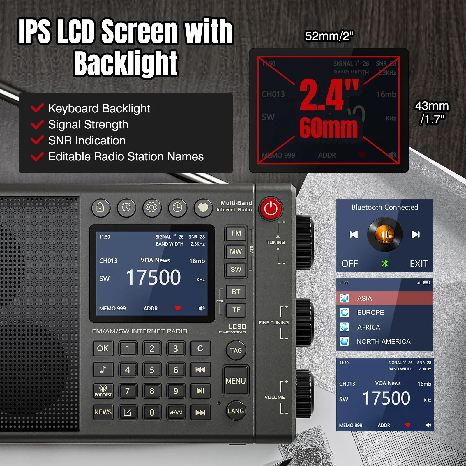 Choyong LC90 Internet Radio | Wi-Fi/4G/E-SIM | FM/LW/MW/SW/SSB | Bluetooth 5.2 | 5000mAh | 15W Stereo Speakers - Image 10
