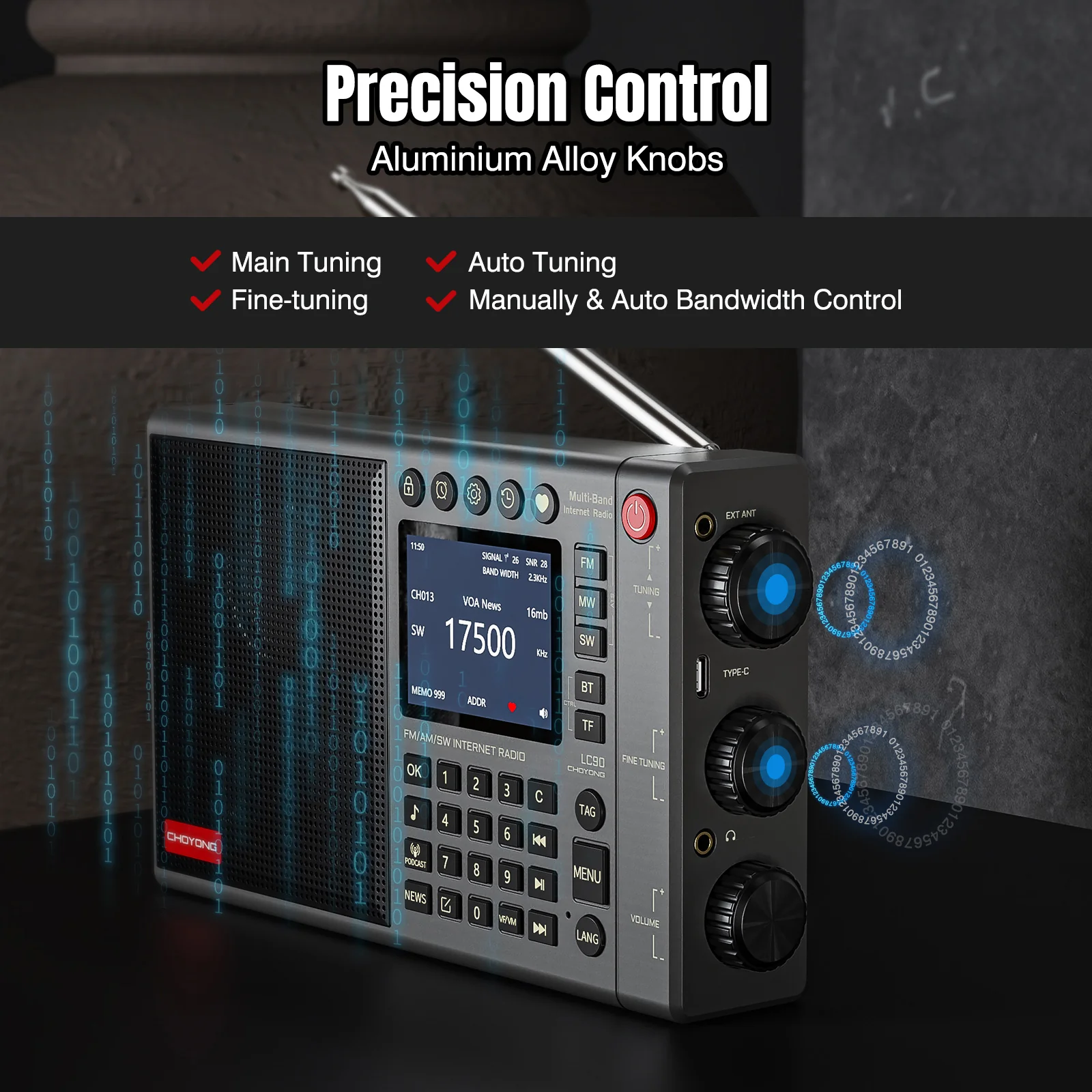 Choyong LC90 Internet Radio | Wi-Fi/4G/E-SIM | FM/LW/MW/SW/SSB | Bluetooth 5.2 | 5000mAh | 15W Stereo Speakers - Image 7