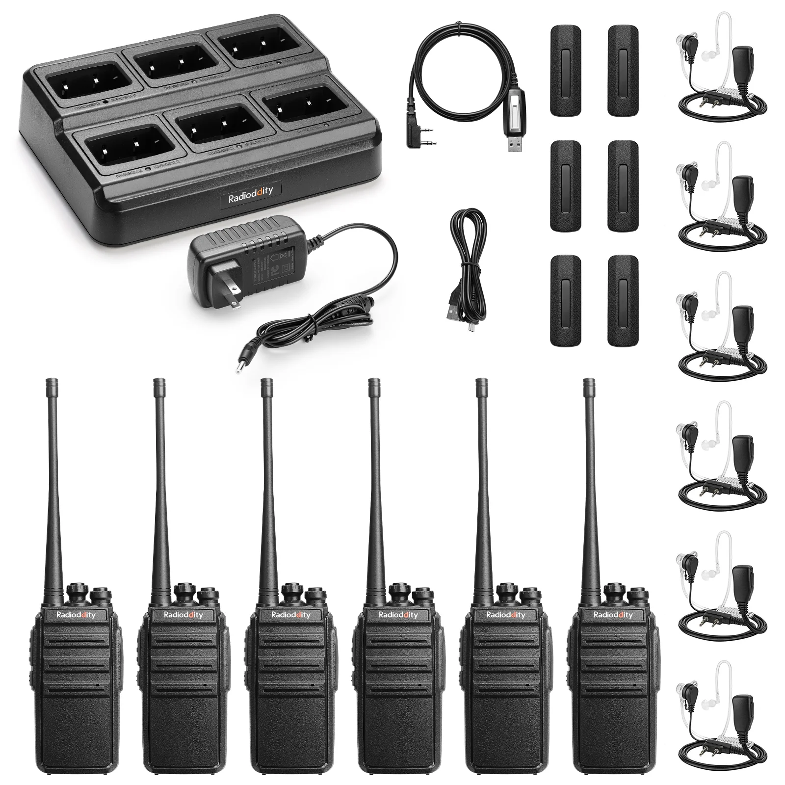 Radioddity GA-2S UHF Radio | VOX | Squelch | with 6-Way Charger Station [6 Pack+Cable] - Image 8