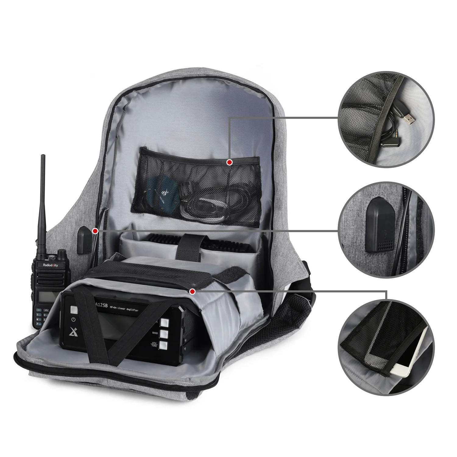 Raddy Multi-function Backpack | Ham Radio Accessories Laptop | Waterproof | for HF Transceiver Xiegu Icom Yaesu - Image 11