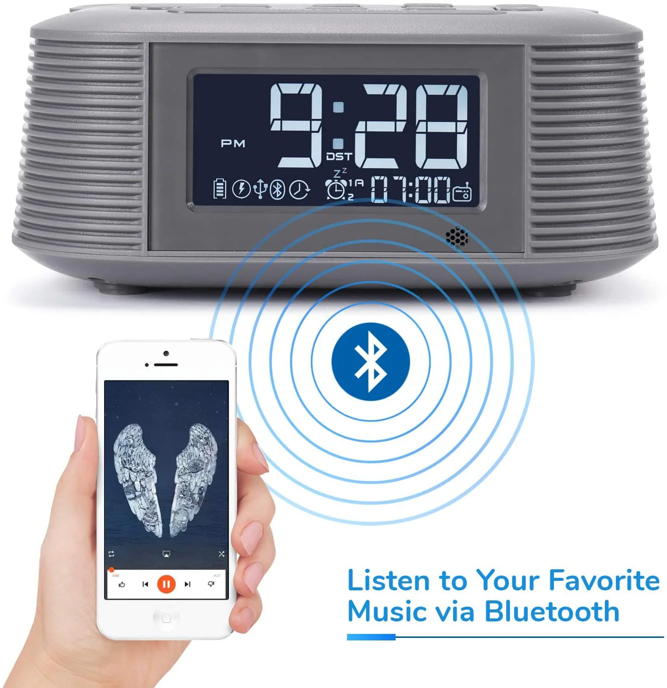 InstaBox D10 Wireless Charging Digital Alarm Clock FM Radio [DISCONTINUED] - Image 3