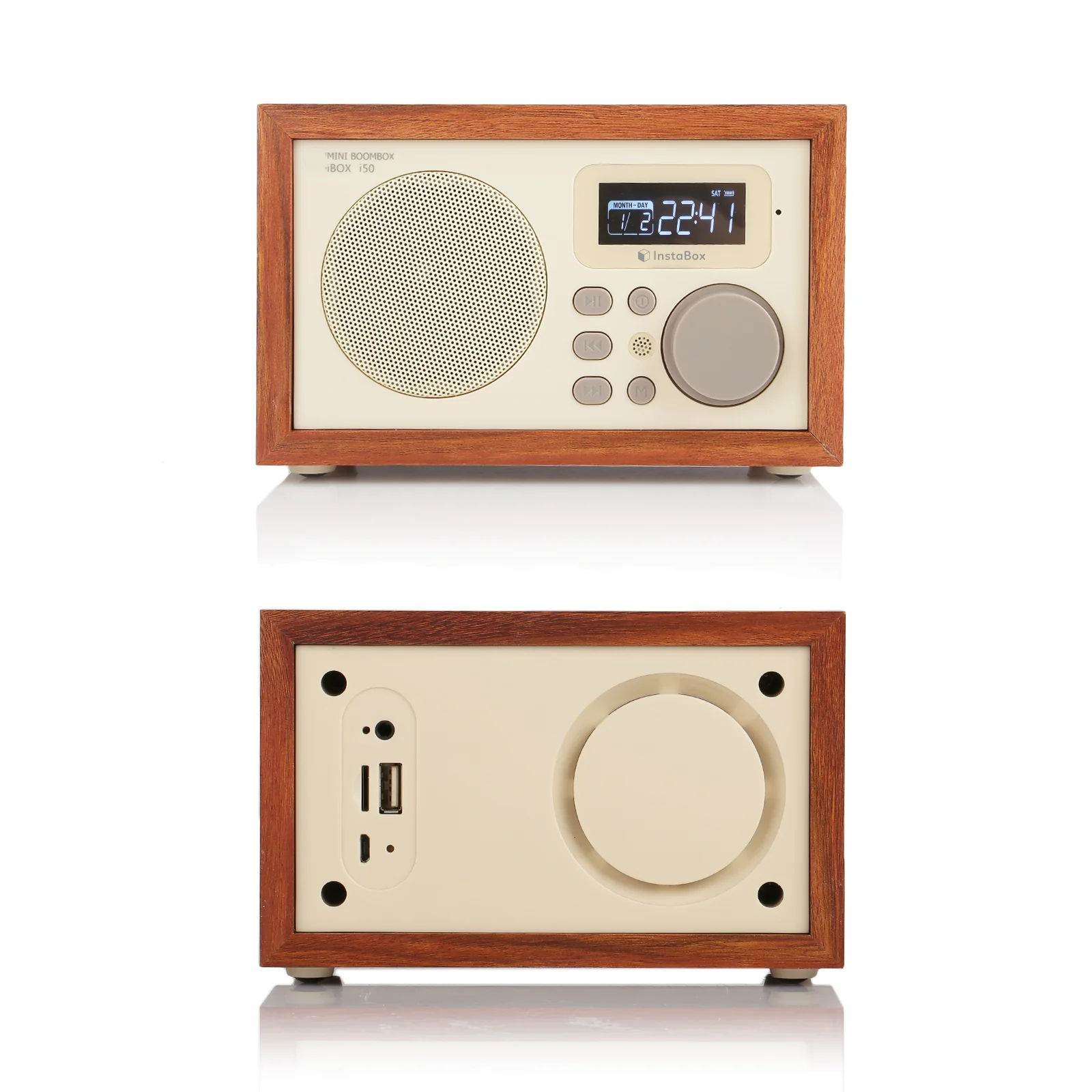 InstaBox i50 Wooden FM Clock Radio & Bluetooth Speaker [DISCONTINUED] - Image 3