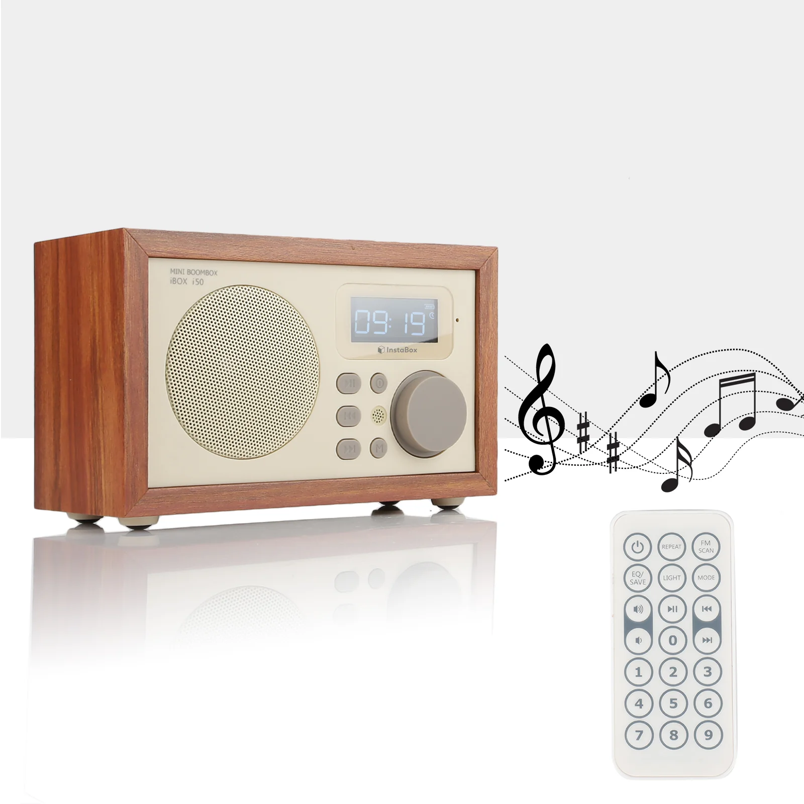 InstaBox i50 Wooden FM Clock Radio & Bluetooth Speaker [DISCONTINUED] - Image 4