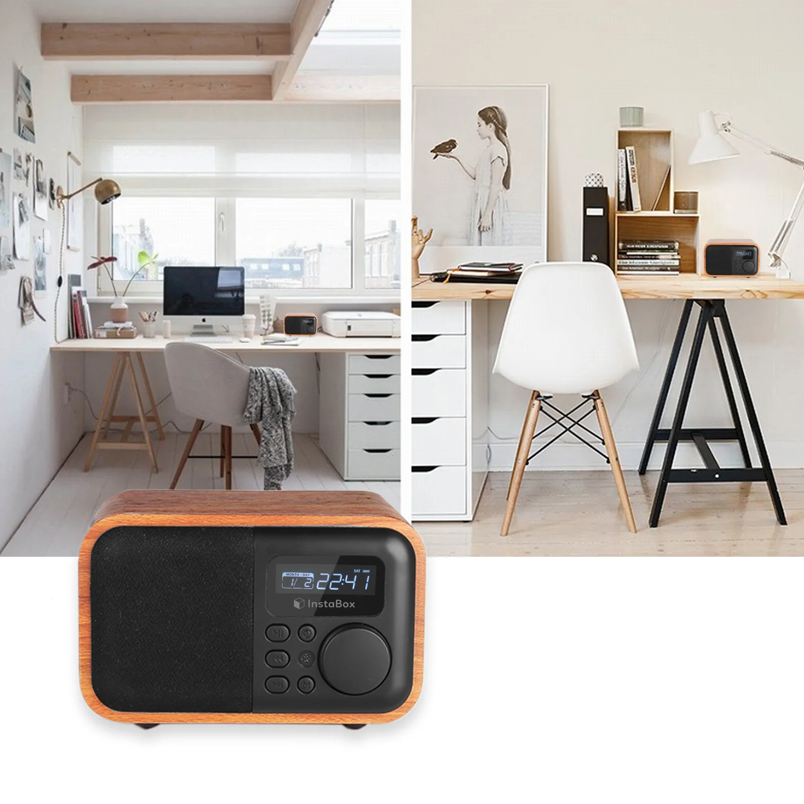 InstaBox i90 Wooden FM Clock Radio & Bluetooth Speaker [DISCONTINUED] - Image 8