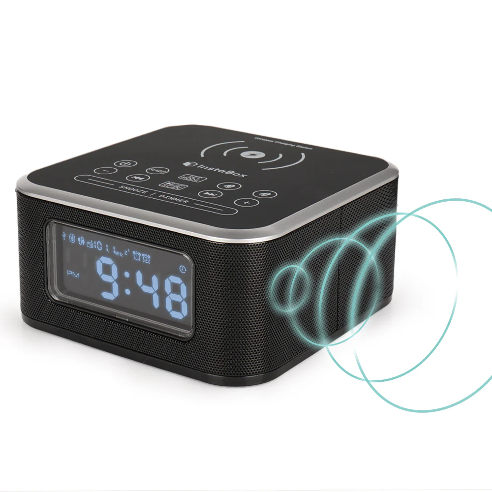 InstaBox W33 Wireless Charging Alarm Clock Radio Dual Speaker [DISCONTINUED] - Image 4