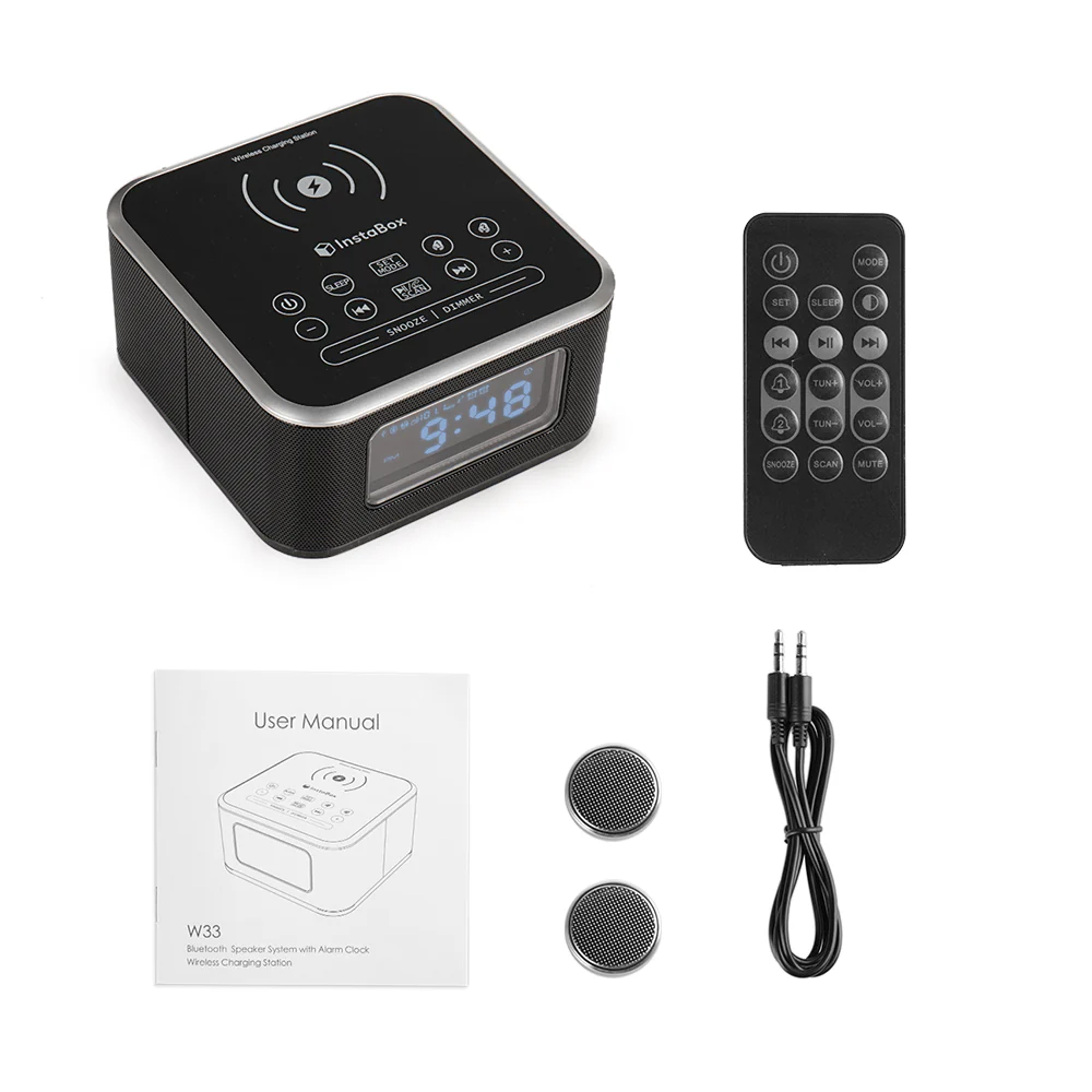 InstaBox W33 Wireless Charging Alarm Clock Radio Dual Speaker [DISCONTINUED] - Image 9