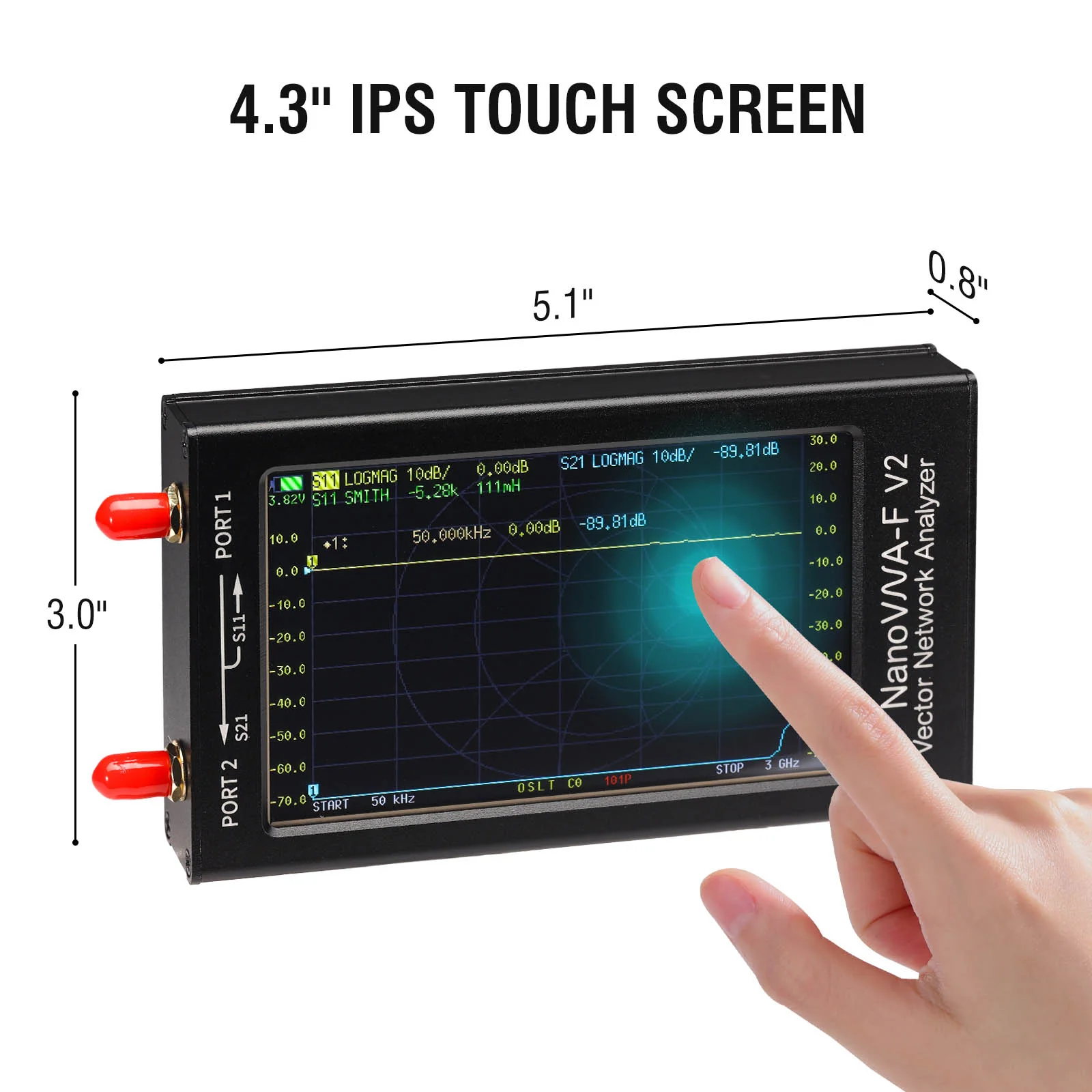 NanoVNA-F V2 Antenna Analyzer | 50KHz to 3GHz | 4.3-Inch Touch Screen | 5000mAh Battery - Image 4