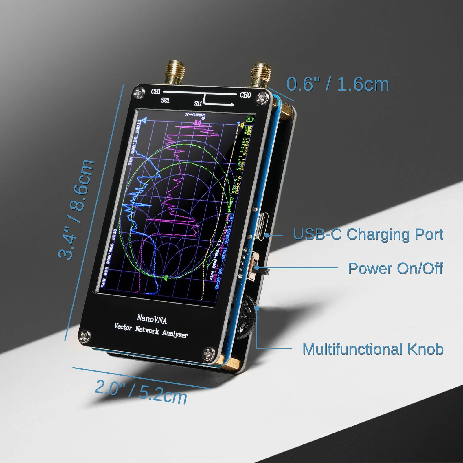 NanoVNA-H Vector Network Analyzer | 10kHz-1.5GHz | Upgraded V3.6 | 650mAh Battery | PC Software Support | USB-C Charging - Image 3