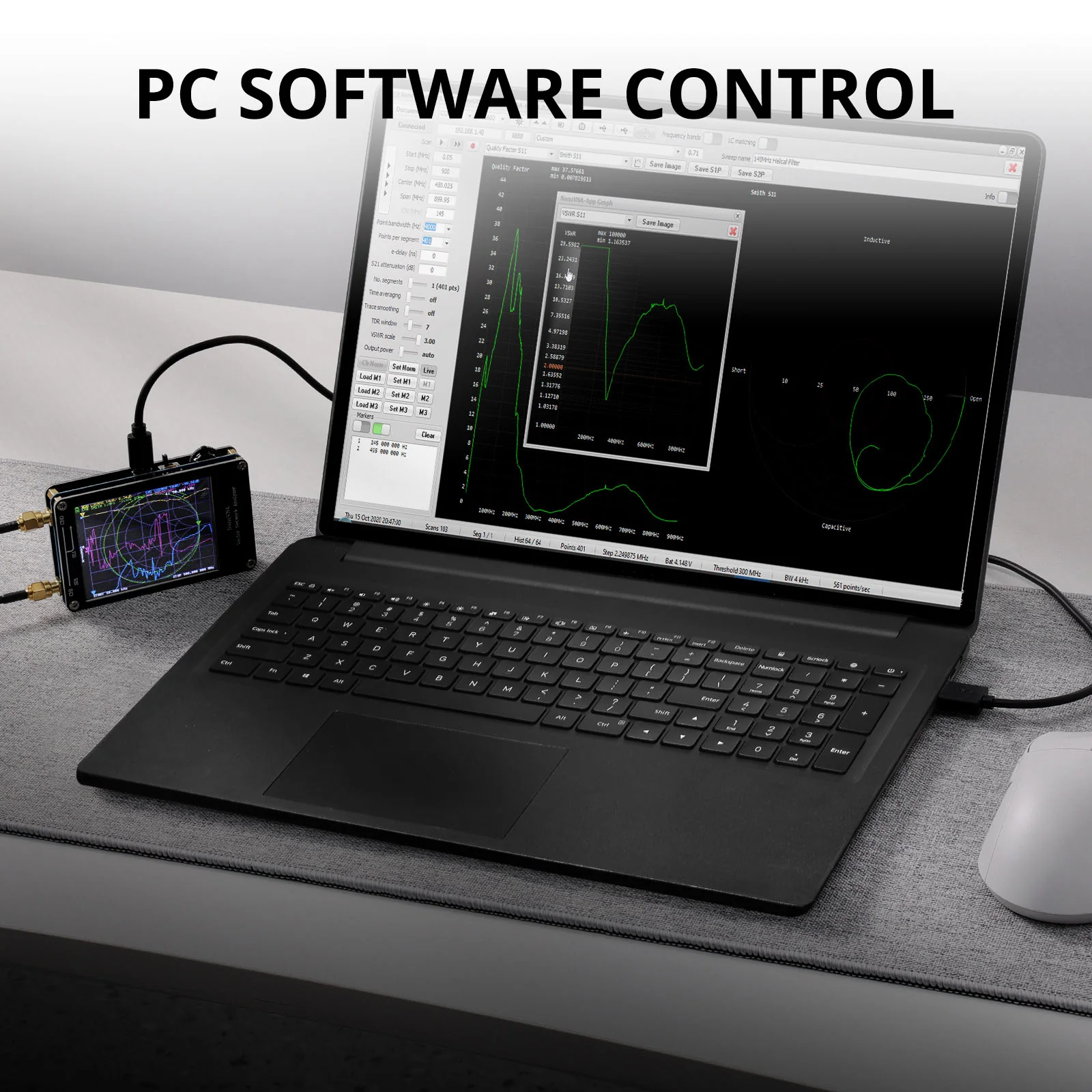NanoVNA-H Vector Network Analyzer | 10kHz-1.5GHz | Upgraded V3.6 | 650mAh Battery | PC Software Support | USB-C Charging - Image 4