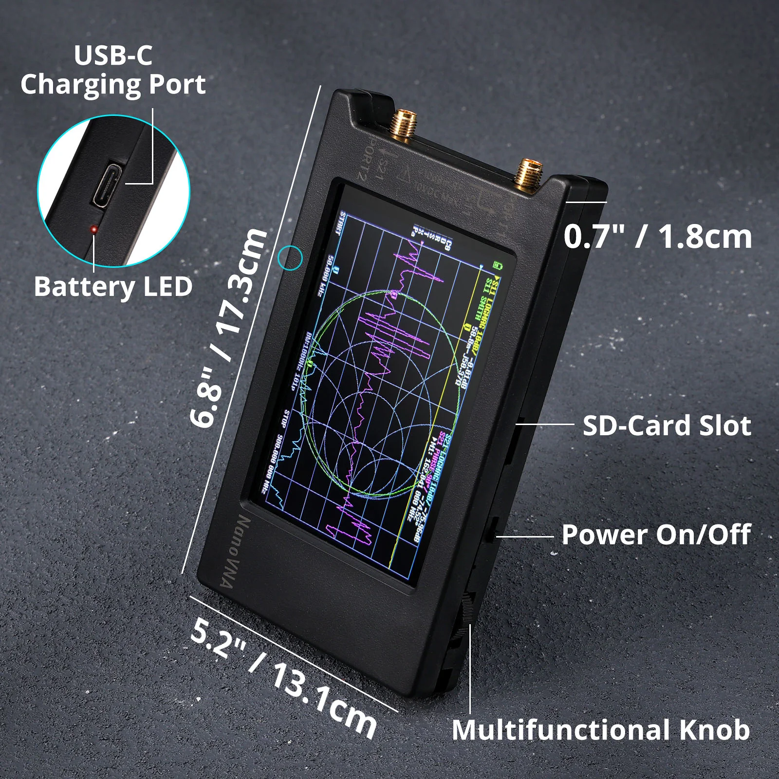 NanoVNA-H4 Vector Network Analyzer | 10kHz-1.5GHz | 4.0” Touch Screen | MicroSD Port | 1950mAh Battery | PC & Android Software Support - Image 3