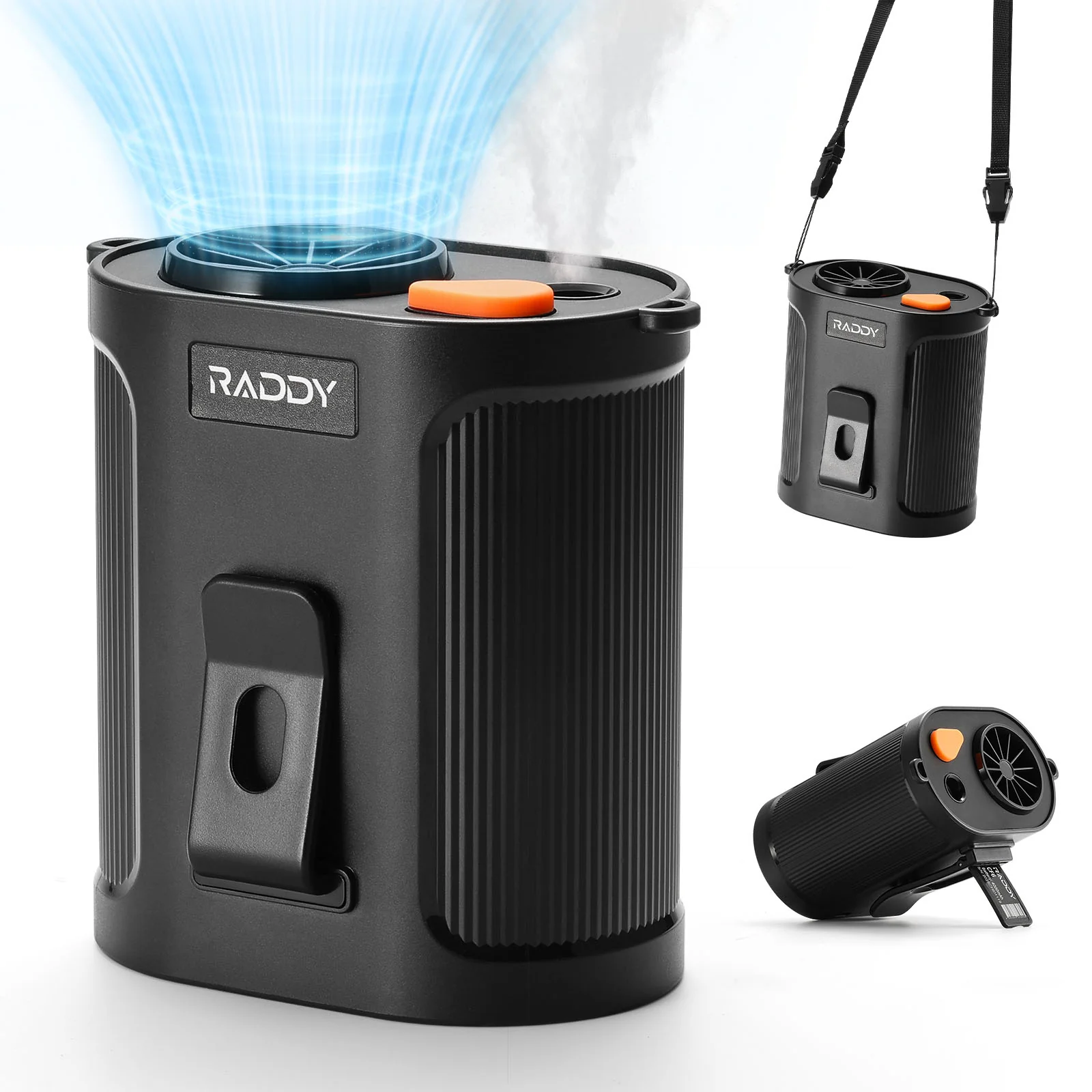 Raddy CF6 Portable Waist Fan | 14500RPM Strong Airflow | 5 Speeds | Rechargeable 4000mAh Battery | For Camping/Outdoor/Travel
